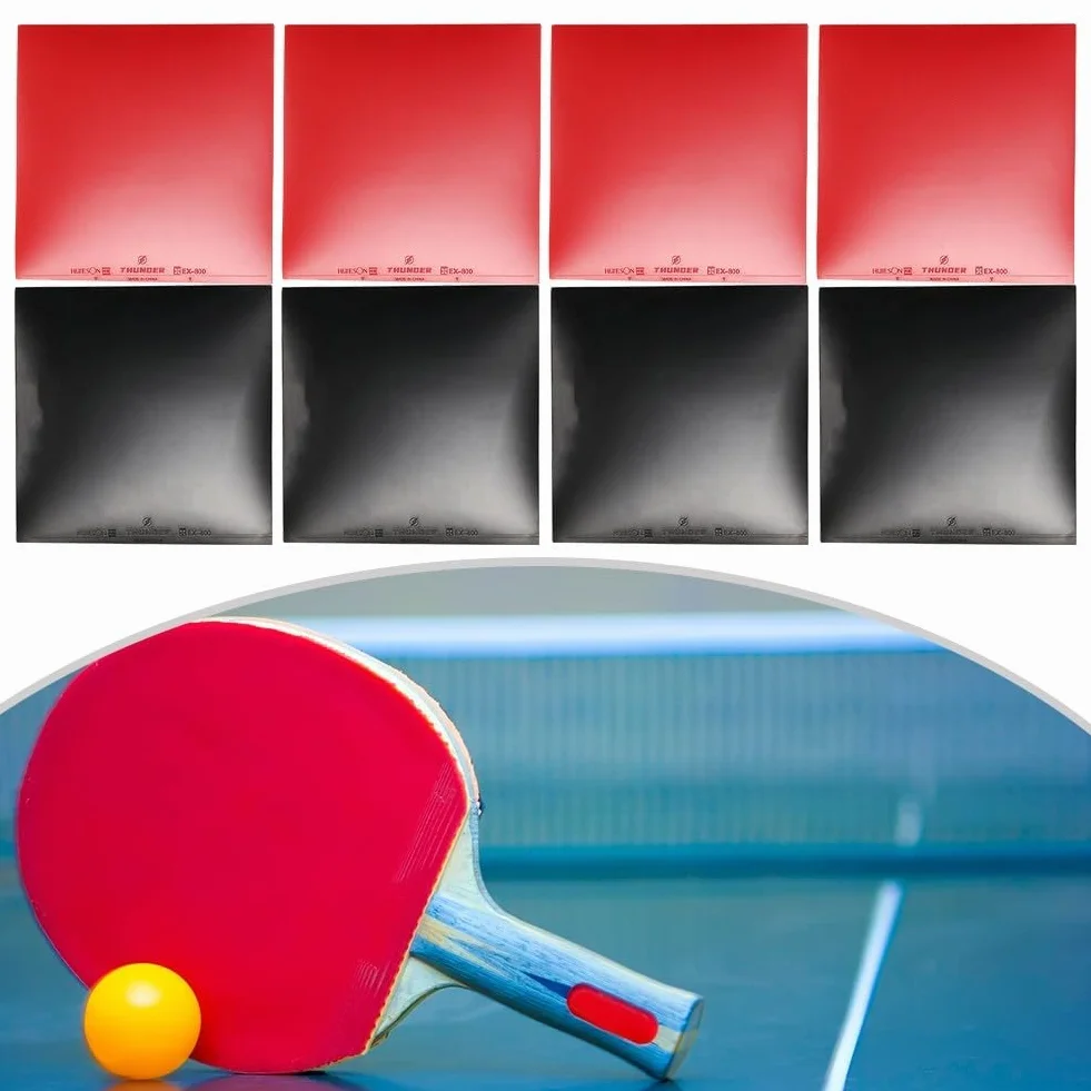 Patins en caoutchouc pour tennis de table Honseadek, lot de 8, éponges dures, rouge et noir, 16x16x2,2 cm, épaisseur 2,2 mm, dureté 39