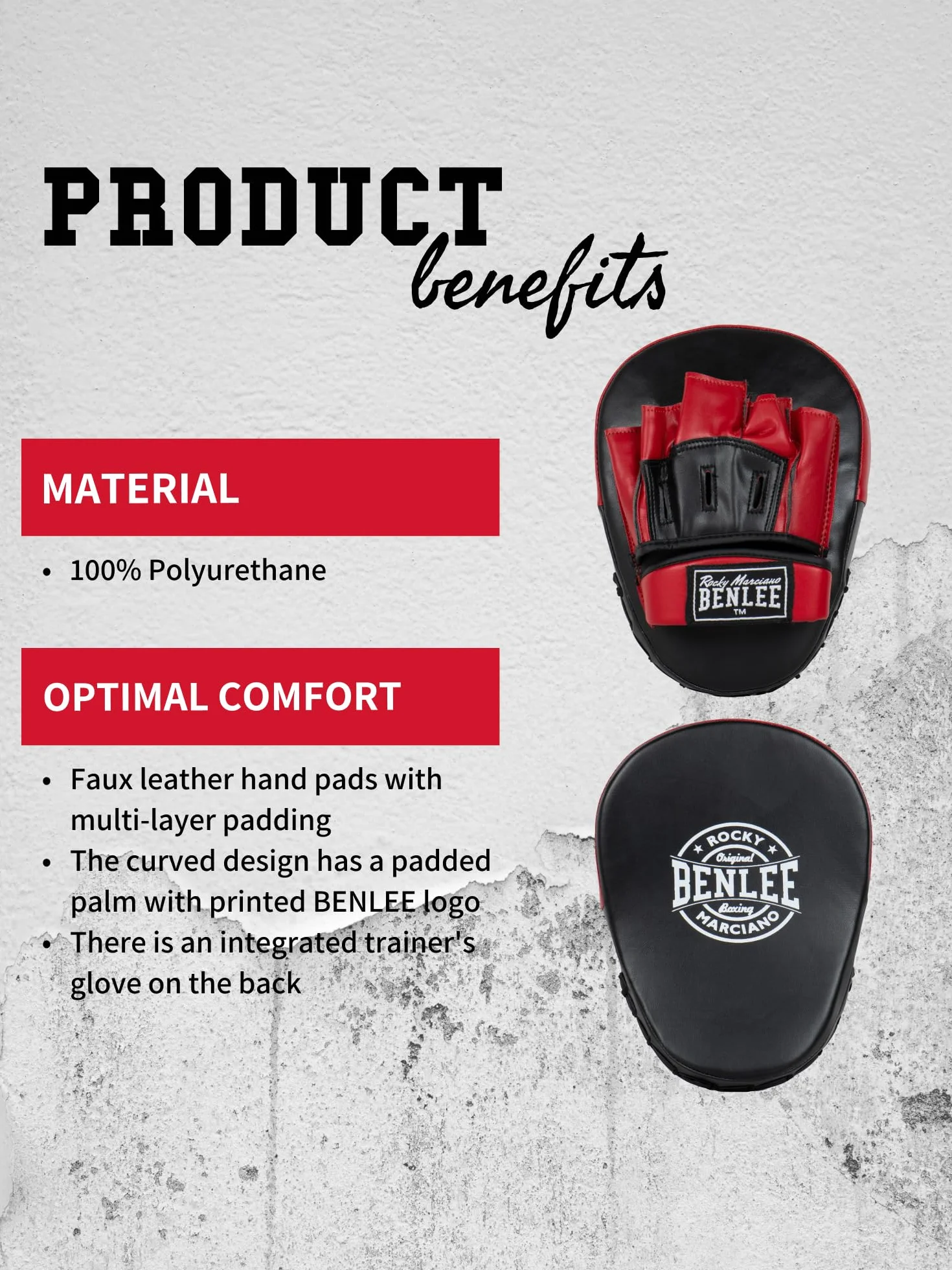 BenLee Punch Mittens Faux Leather Dewey One Size Black/Red