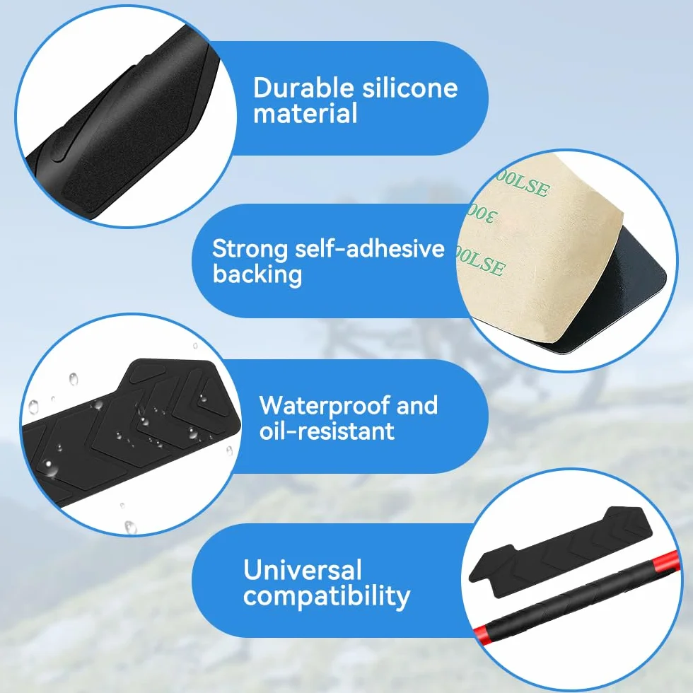 Protection de Chaîne Vélo Silicone 2 Pièces, Protège Cadre Anti-Rayures Auto-Adhésif Noir