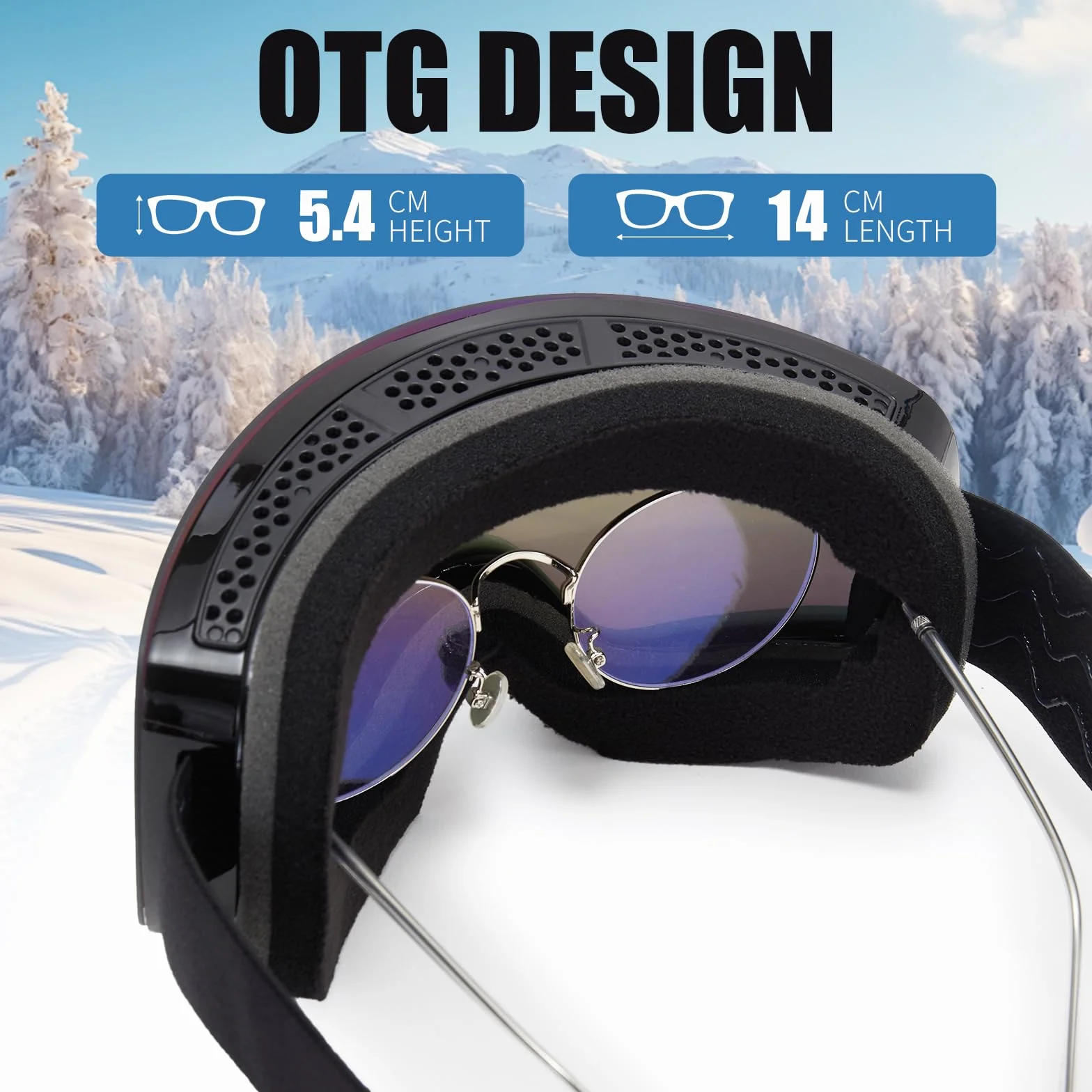 Masque de Ski YH227 OTG Ajustables Anti-UV Anti-Buée Lunettes de Snowboard pour Hommes Femmes