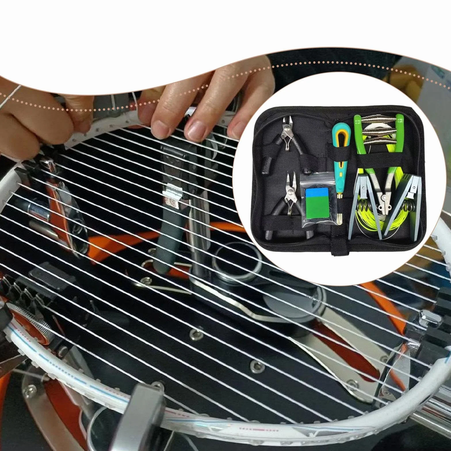 Kit D'Outils pour Corder Une Raquette de Tennis avec Sac de Rangement