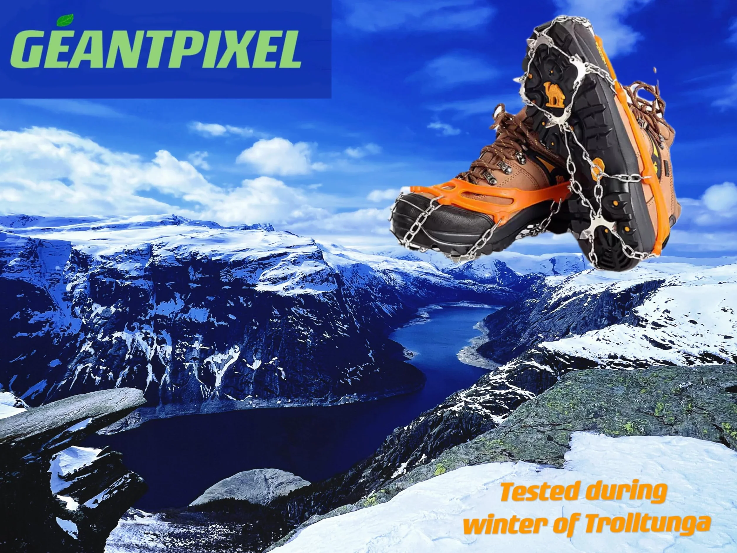 Crampon Antidérapant pour Chaussures 10 Dents Acier Manganèse Randonnée Étui Noir