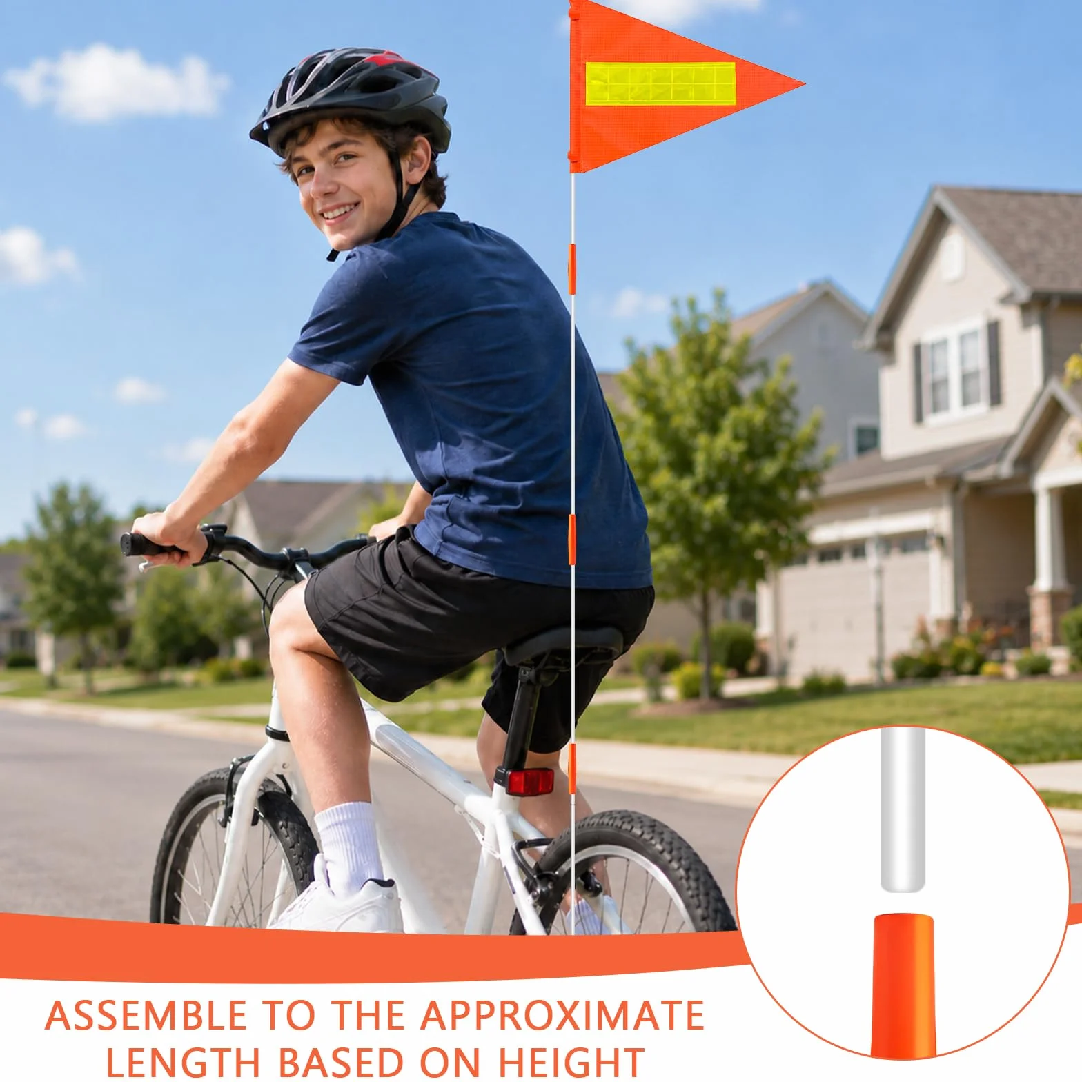 Fanion de Sécurité pour Vélo 150cm, Drapeau Velo Réfléchissant Impréable, Tige Réglable