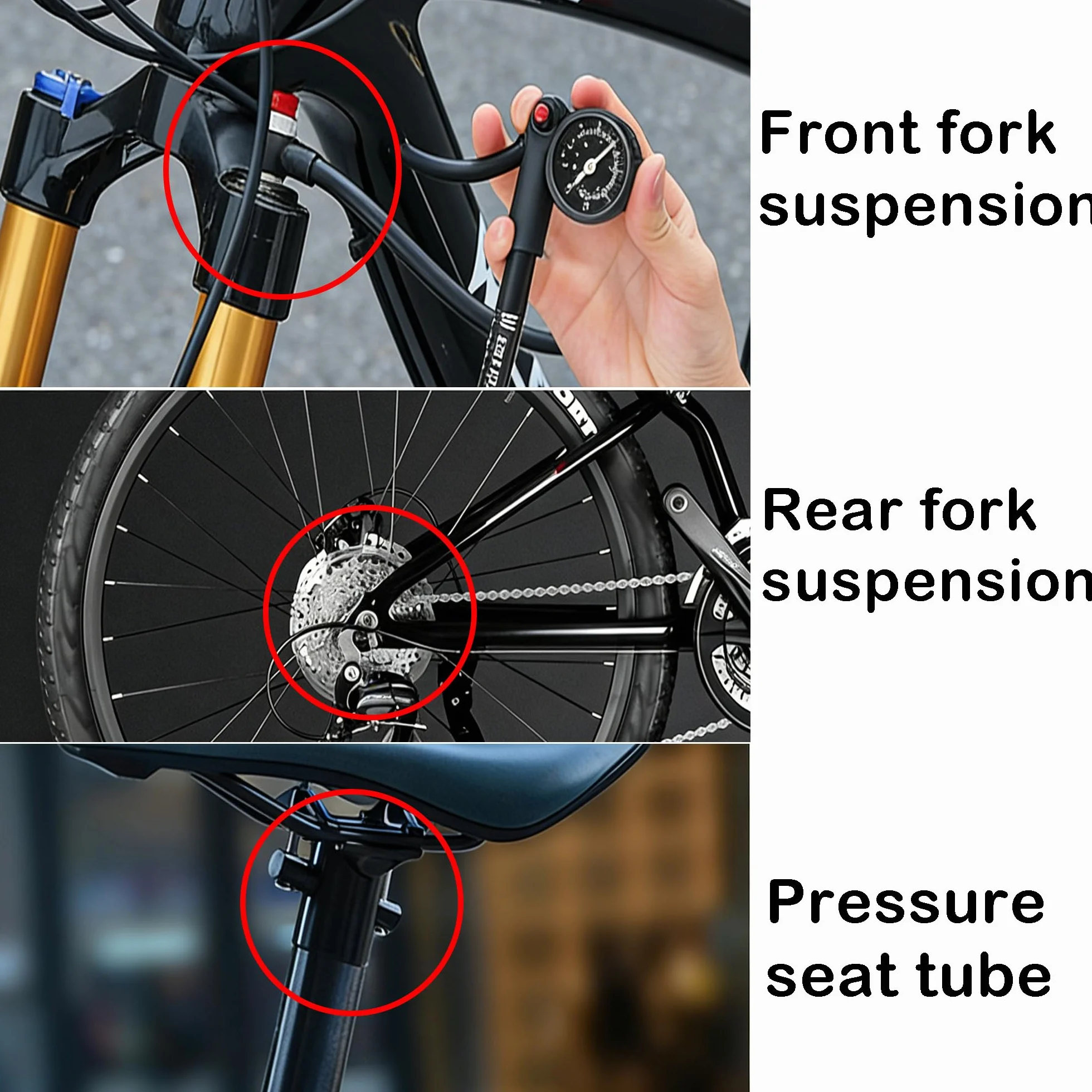 Pompe à Amortisseur Haute Pression 400 Psi avec Manomètre, Pompe de Choc pour Fourche et Suspension Arrière