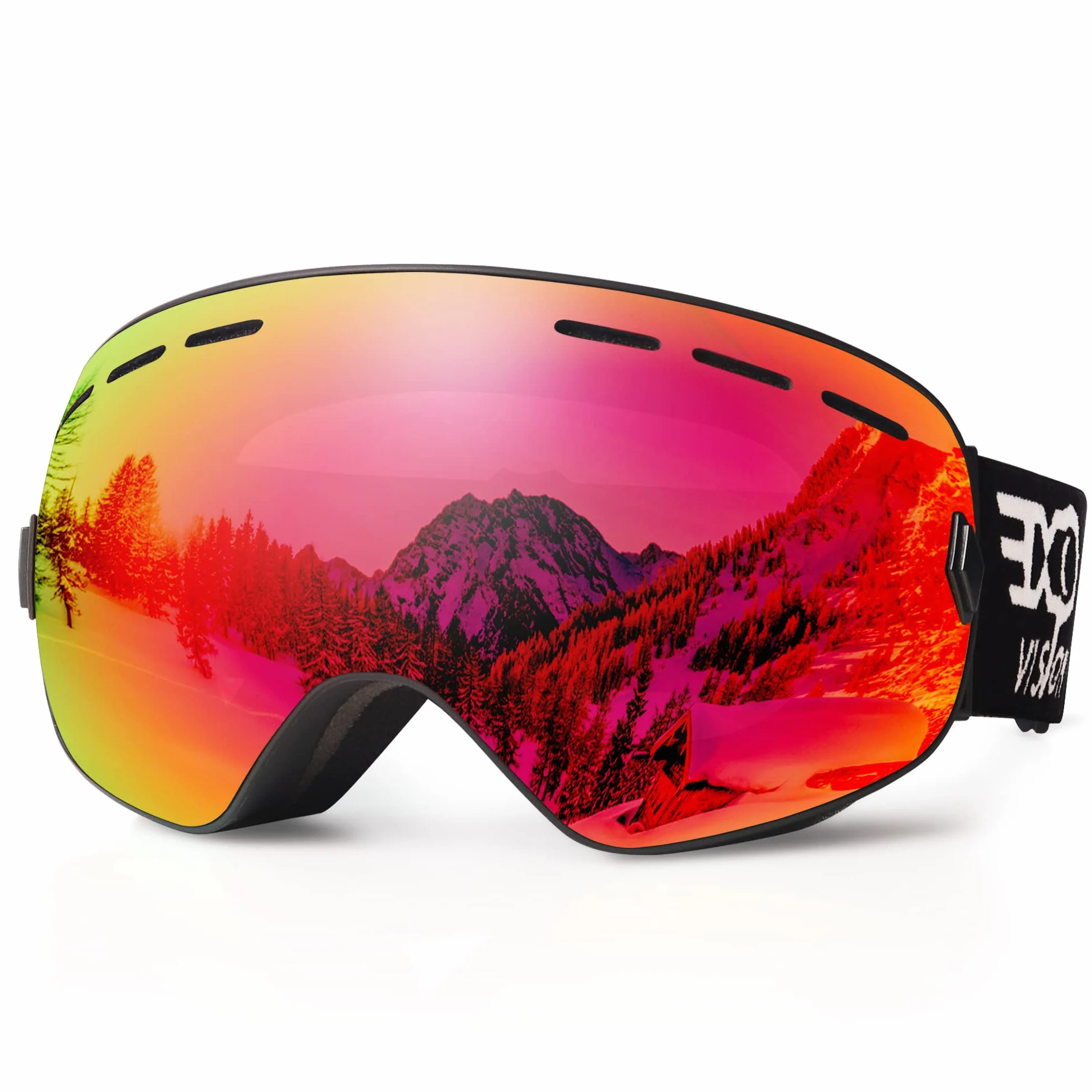 EXP VISION Lunettes de ski anti-buée OTG Verres sphériques amovibles