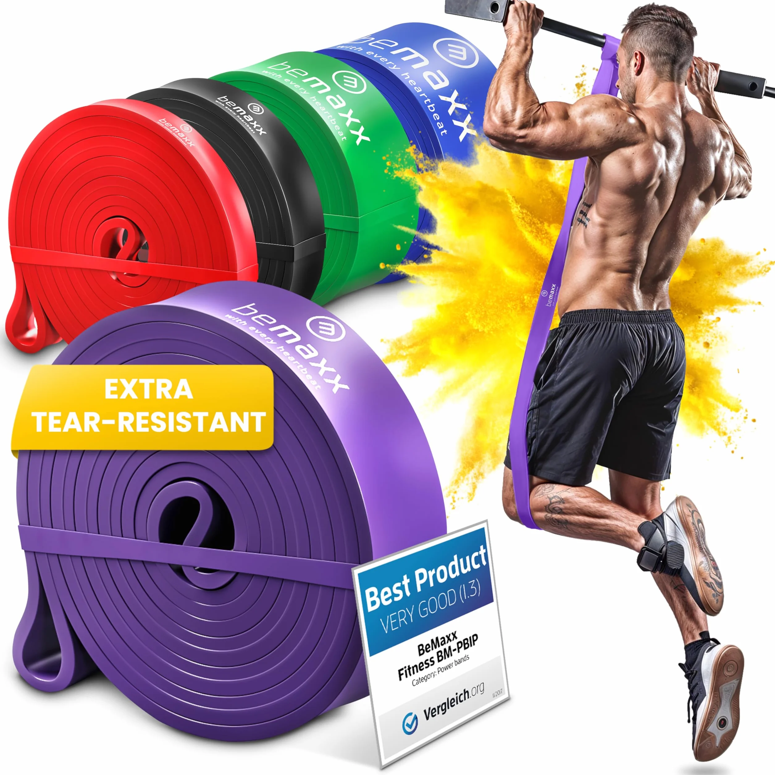 Elastique Musculation Traction Fitness + Guide Exercices, Assist Barre Fixe, Pull Up Bar Dip Bandes de Résistance | Gym Equipment: Muscu Tubes Bands Heavy Calisthenics Gymnastique Sport