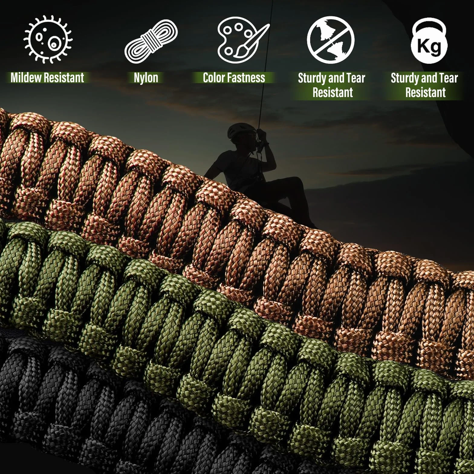 Paracorde 4mm x 10m 7 Brins Nylon Survie Extérieur Bricolage 50m