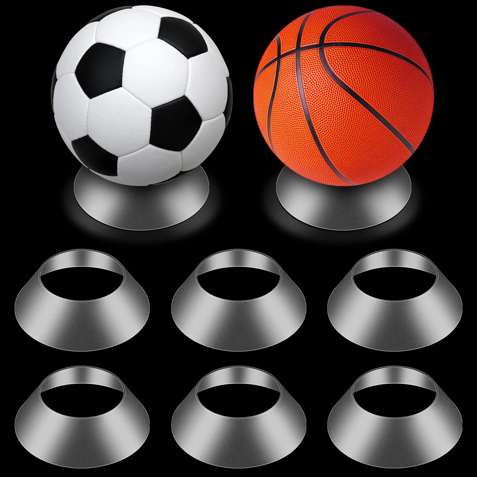 Support d'Affichage de Balle de Souvenirs 6 Pièces Piédestal Boule Transparent pour Basketball Football Volley-Ball