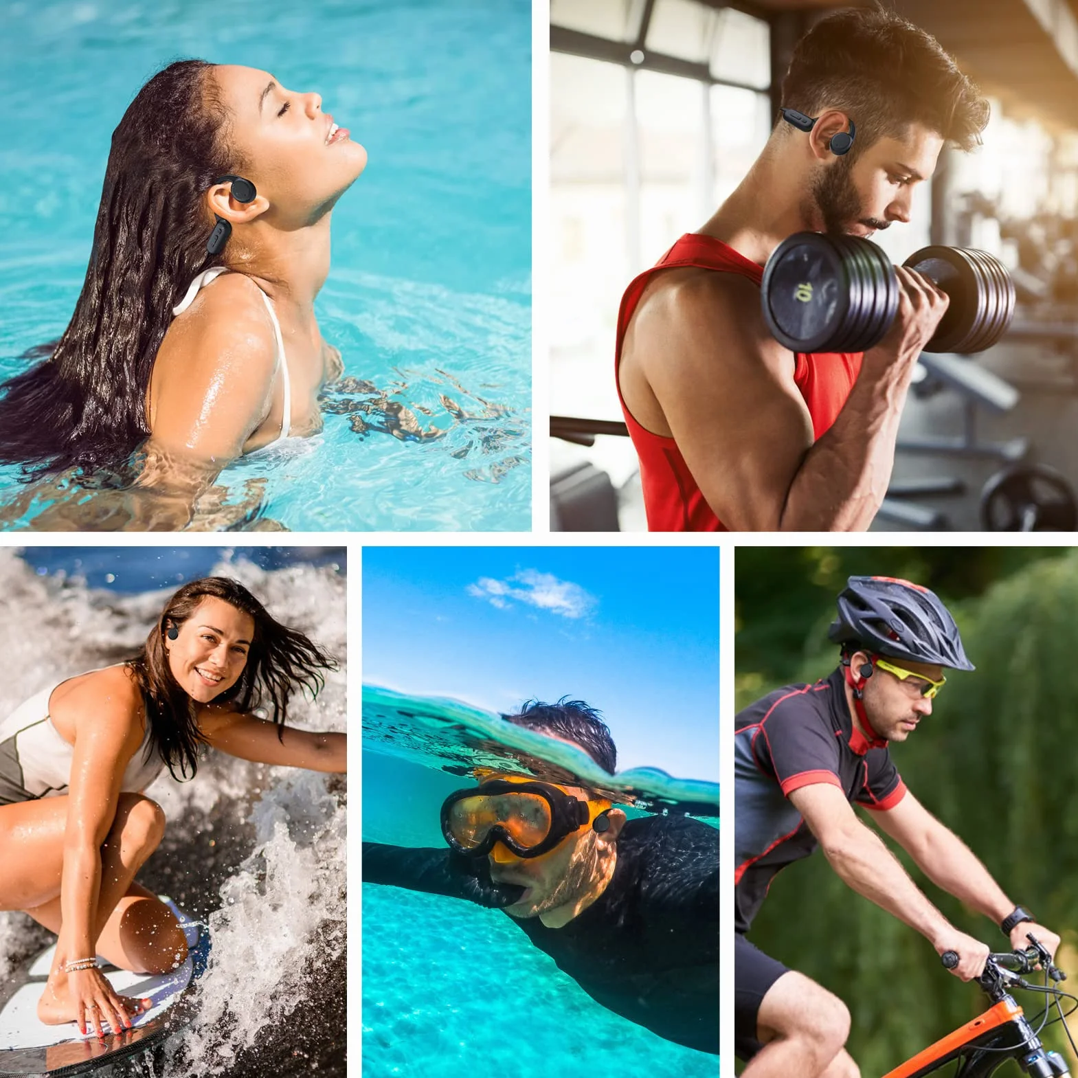 Casque à conduction osseuse IP68 Bluetooth 5.0 Open Ear lecteur MP3 mémoire 8G natation course cyclisme