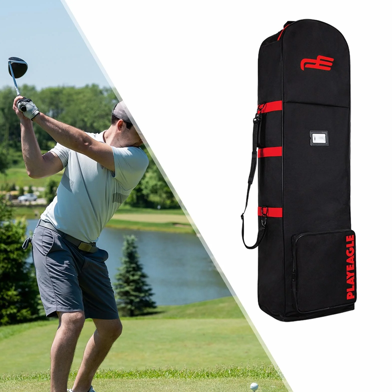 Sac de Transport pour Golf Milageto avec Roulettes, Housse de Protection pour Voyage Aérien