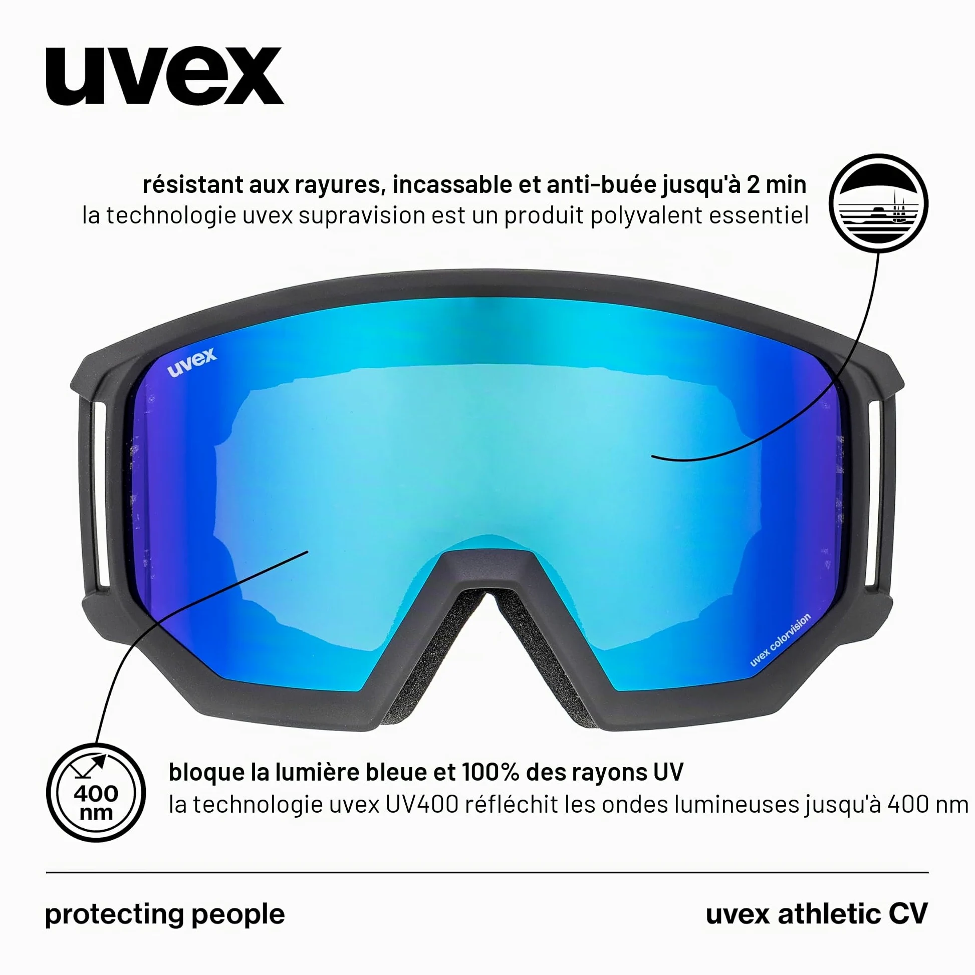 Uvex Athletic Cv lunettes de ski Unisexe-Jeunes (lot de 1)