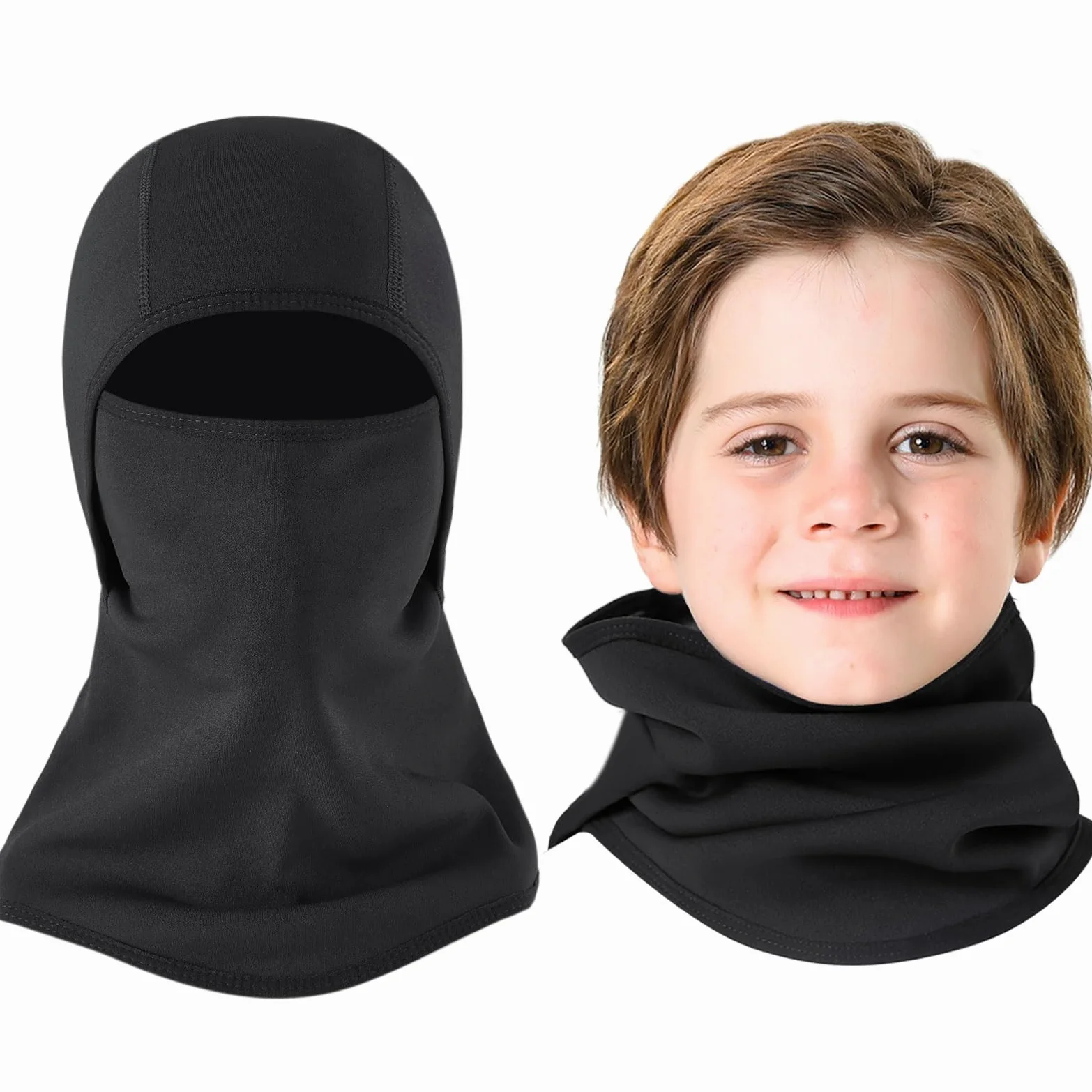 Aegend Cagoule de ski coupe-vent pour enfants par temps froid, cache-cou, cagoule tactique en polyester polaire pour enfants