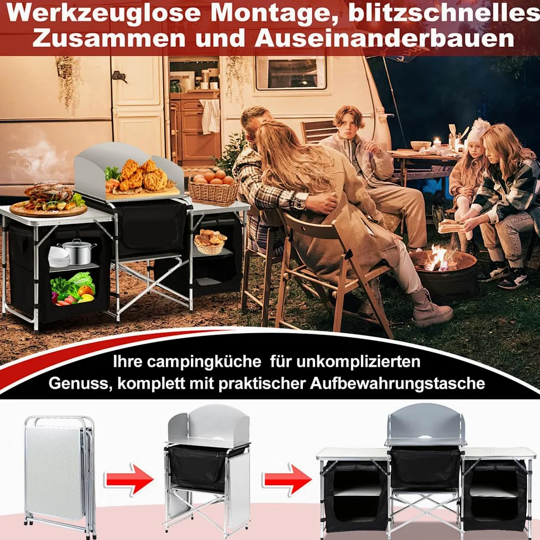Armoire de camping pliable pour camping, pique-nique, garden-party