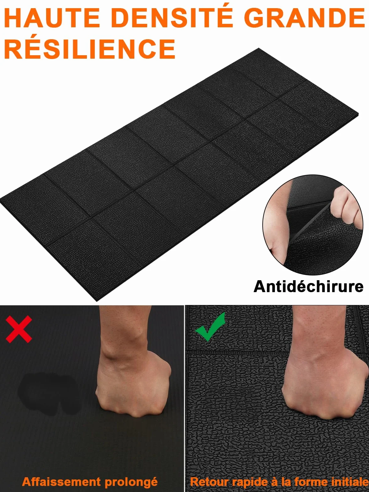 Tapis de protection de sol fitness pliable PVC 160x75 cm 6 mm antidérapant imperméable