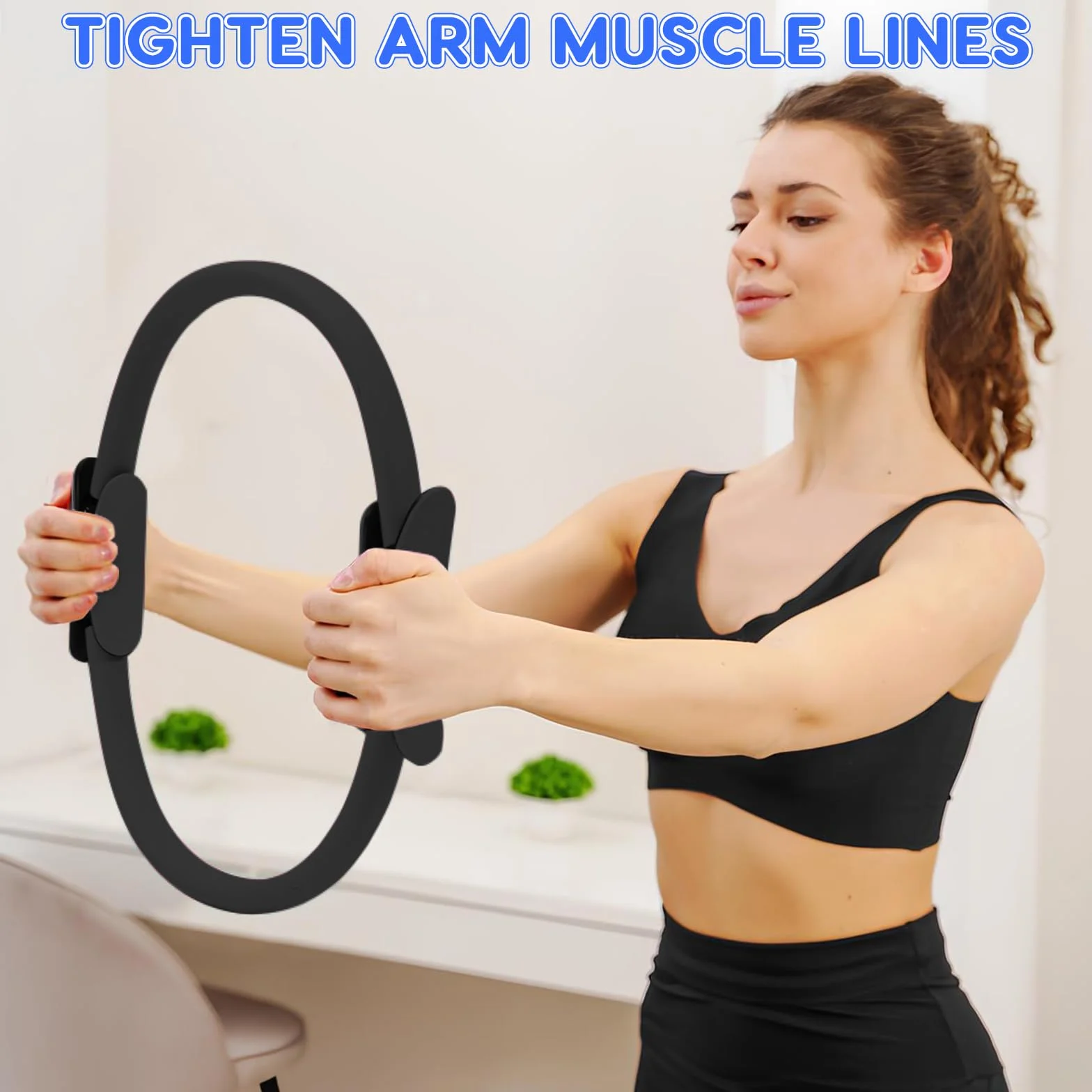 Zouwel Anneau de Pilates à double poignée avec poignée rembourrée antidérapante Magic Circle pour tonifier les bras et les cuisses (noir)