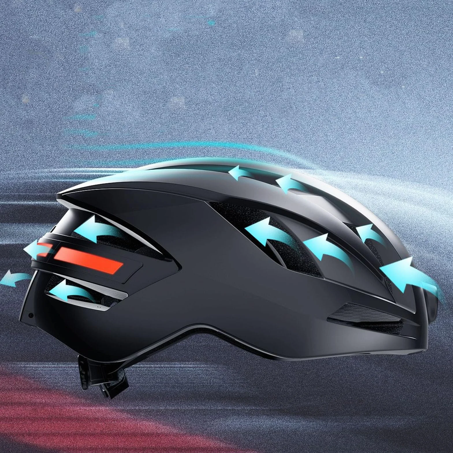 Lazmin112 Casque de Vélo avec Caméra, Enregistreur Vidéo HD 1080p, BT Casque de Vélo Intelligent, avec Feu Arrière, Lecteur de Musique, Télécommande, Objectif Grand Angle 170° (Black)