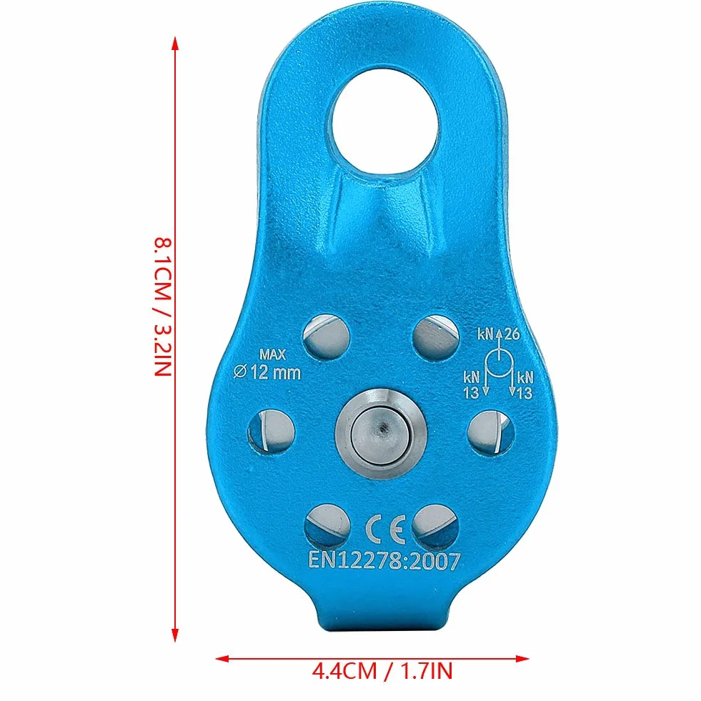 Poulie en Alliage d'aluminium 26KN Simple avec Émerillon pour Corde 12 mm Orange