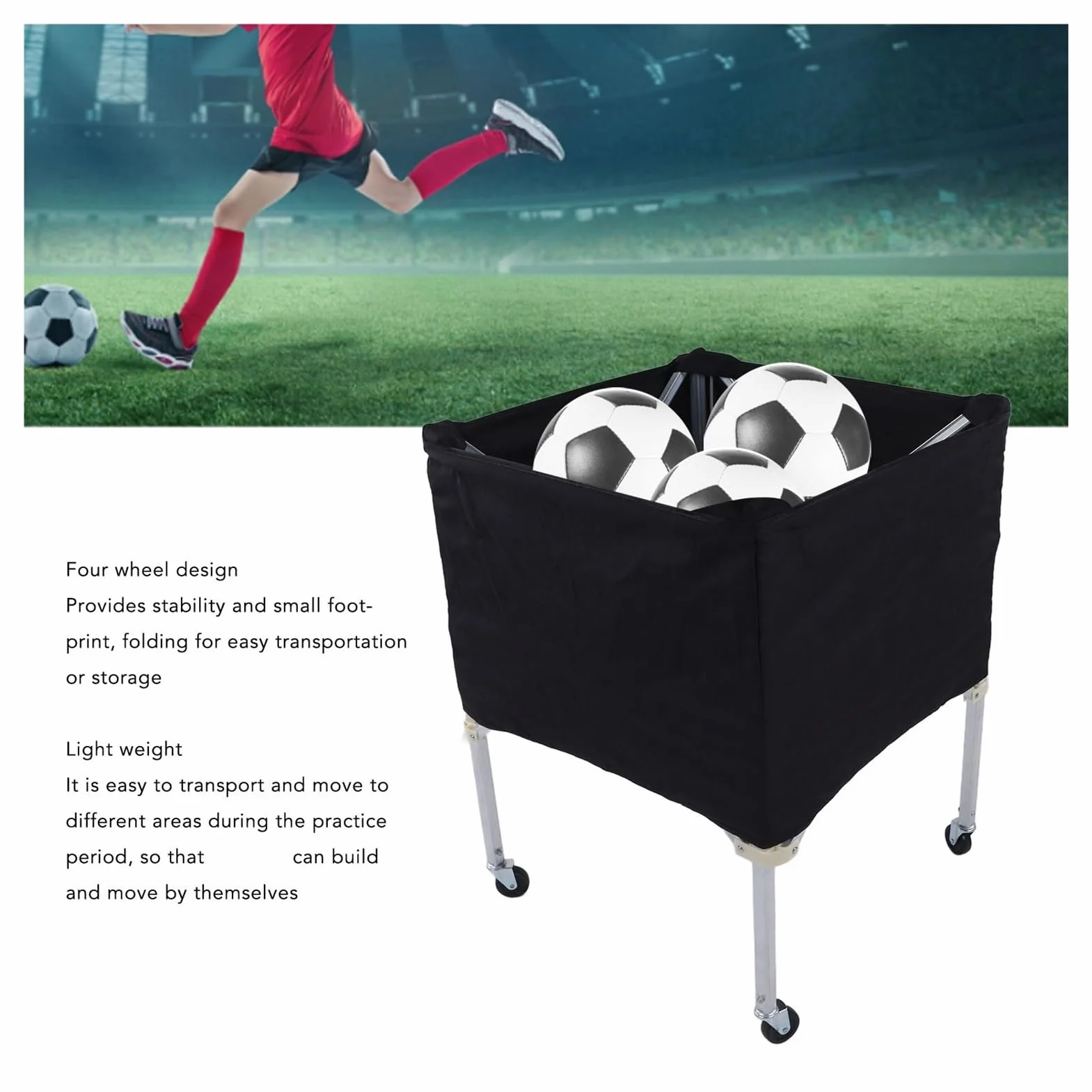 Chariot de rangement pliable et portable pour ballons de basket-ball, football, volley-ball
