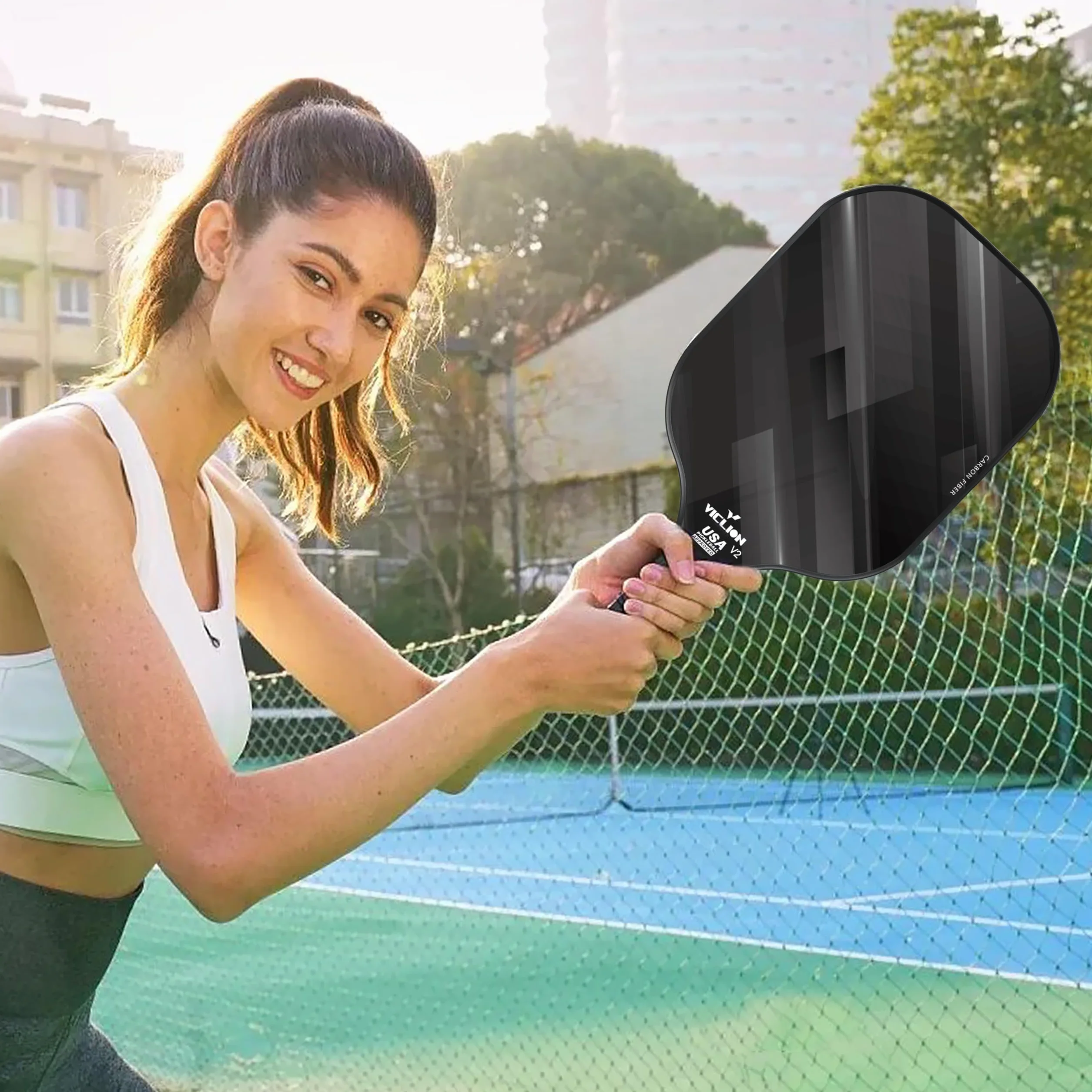 USAPA-zertifiziertes Carbon Fiber Pickleball Set 2 Paddel, 4 Bälle & Tasche, leichtes Einsteiger Set