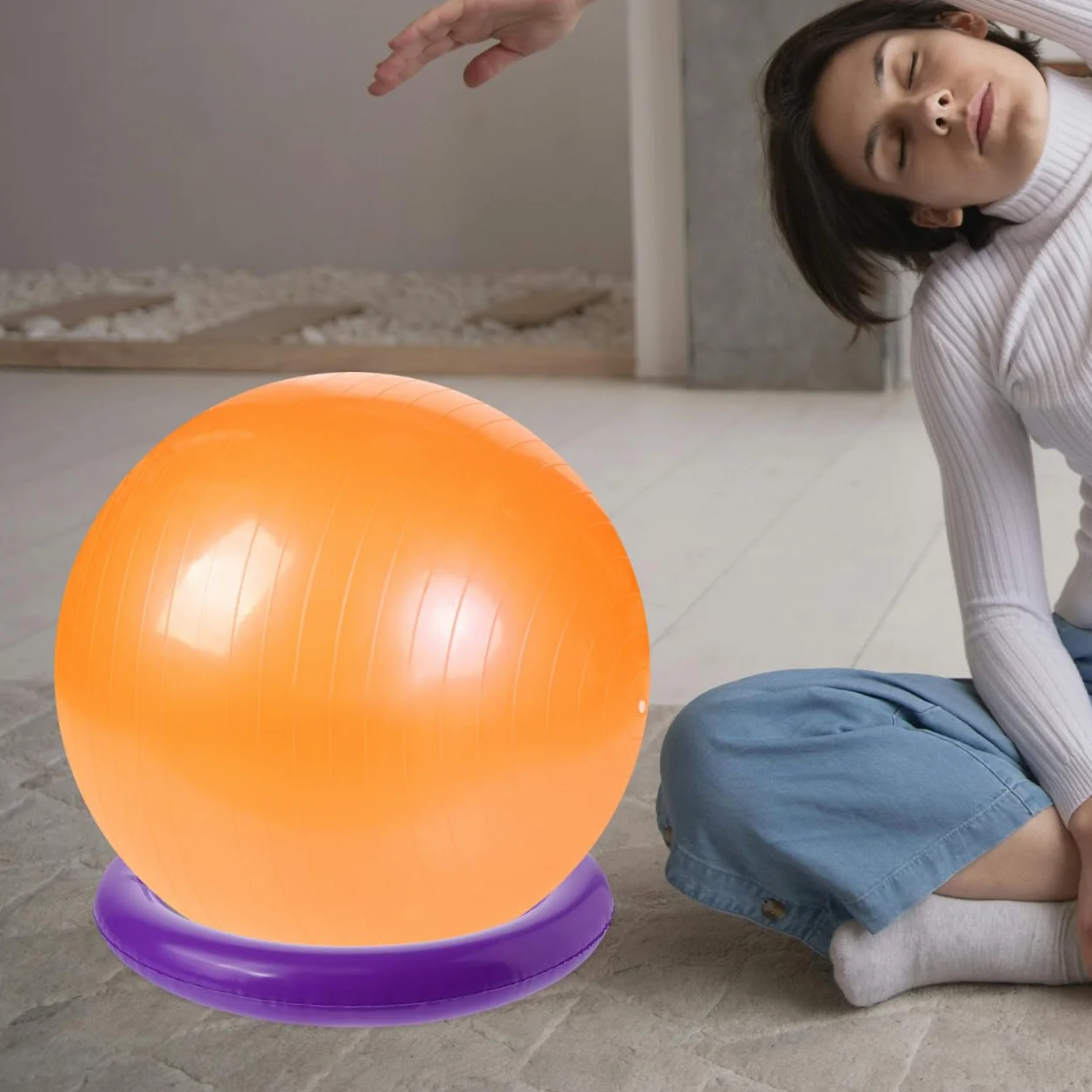GALPADA Base de Balle de Yoga Gonflable avec Anneau Fixe Rond Support Stable