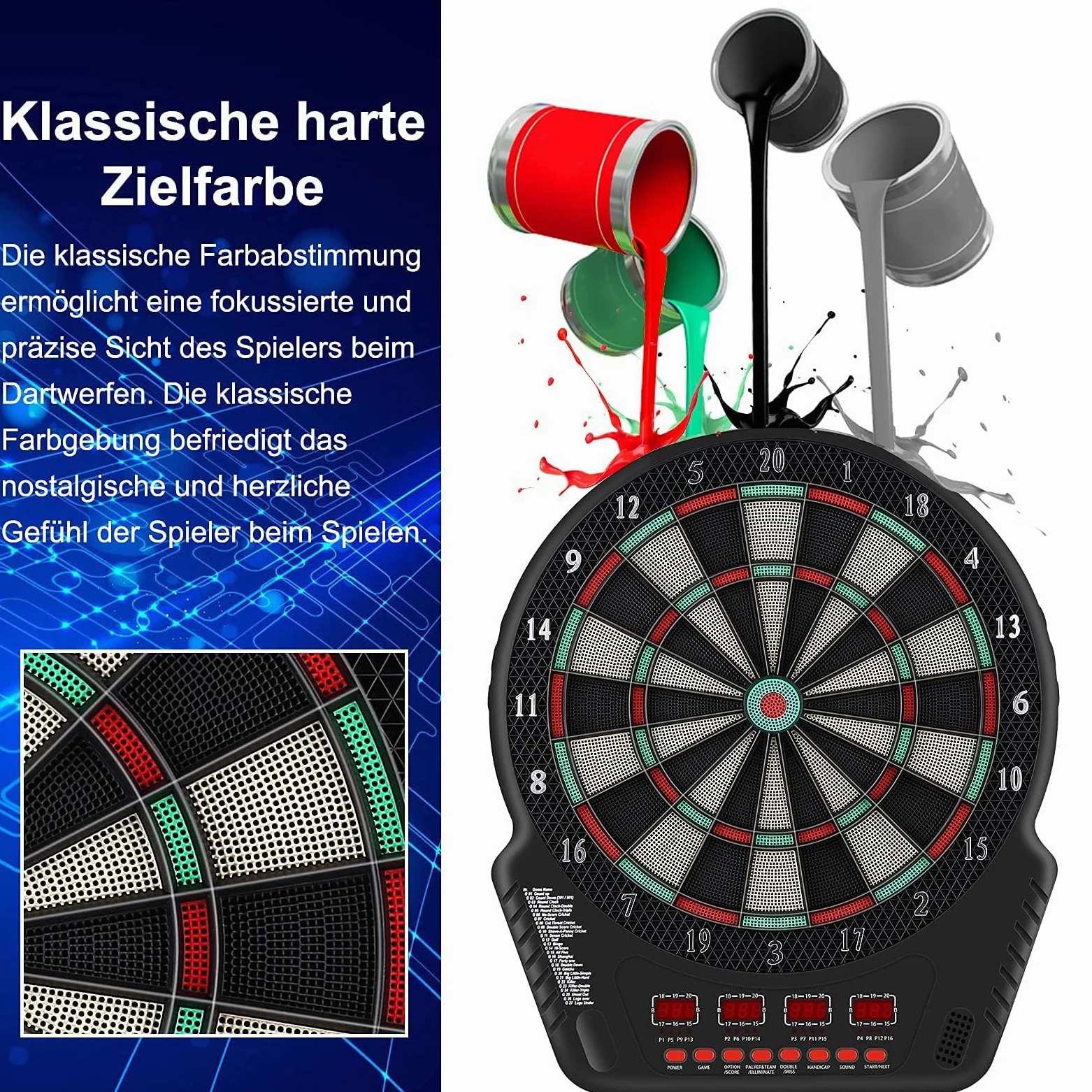 Jeu de fléchettes électronique, Plateau de fléchettes numérique pour jusqu'à 16 Joueurs, 27 Jeux avec 243 Options de Jeu pour fêtes et soirées Jeux DB2606