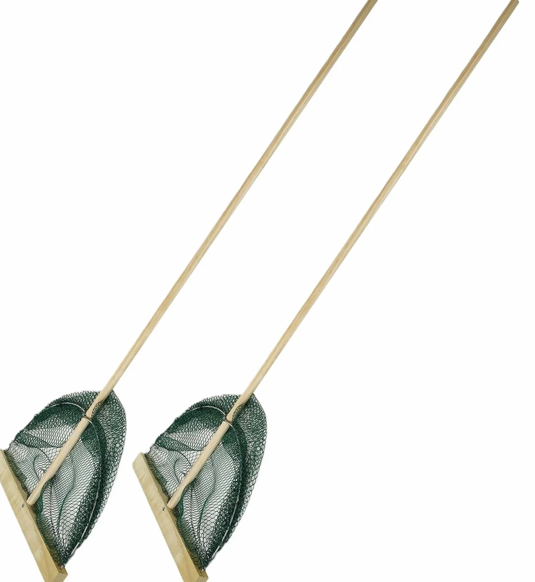 Filet à crevettes XL - 40 cm de large - Manche en bois de 130 cm de long - Filet de fossé - Filet de pêche