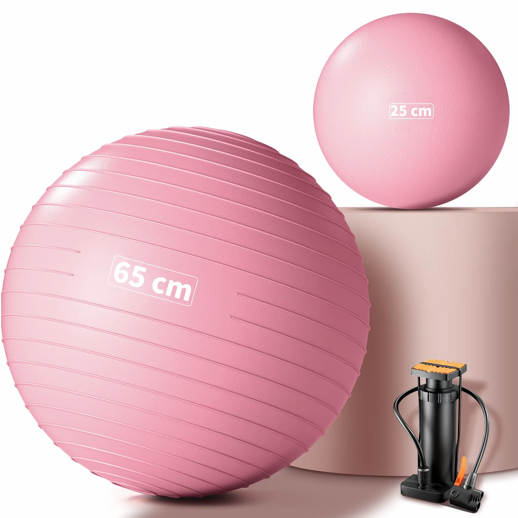 Ballon de gymnastique 55/65/75 cm et ballon de Pilates 25 cm – Pezzball anti-éclatement de grossesse – Ballon antidérapant d'équilibre yoga pour la maison