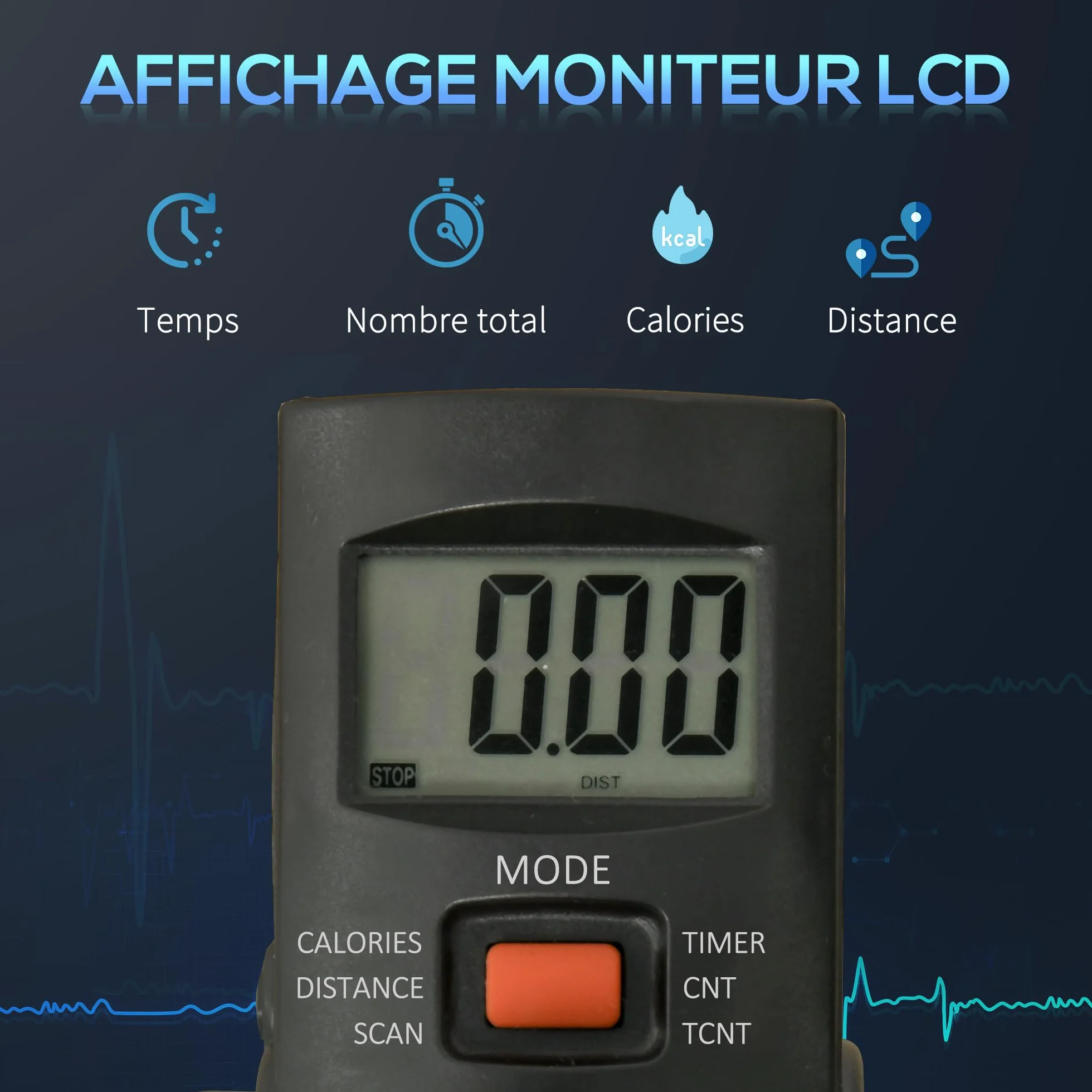 HOMCOM Mini vélo d'appartement résistance ajustable écran LCD acier noir
