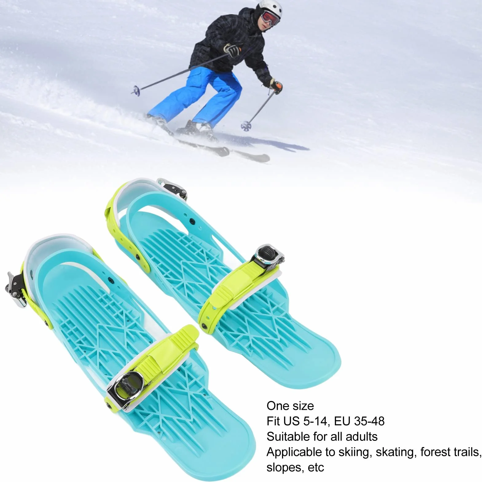 Skis de Neige, Mini Patins de Ski à Fixation Réglable pour Adultes, Lames de Neige avec Sac de Rangement pour Parcs à , Ski de Fond, Sentiers Forestiers, Pistes, Sports d'hiver
