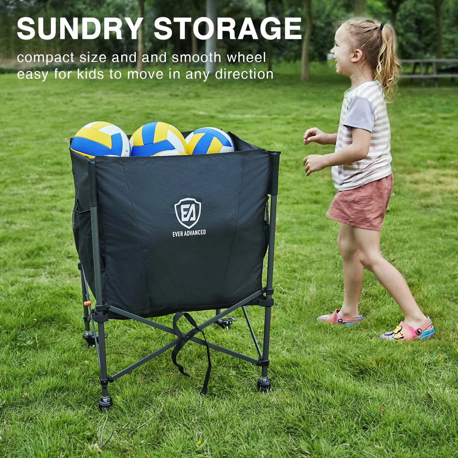 EVER ADVANCED Chariot de Rangement Pliable 83,8 x 57,9 cm pour Balles avec Roues verrouillables