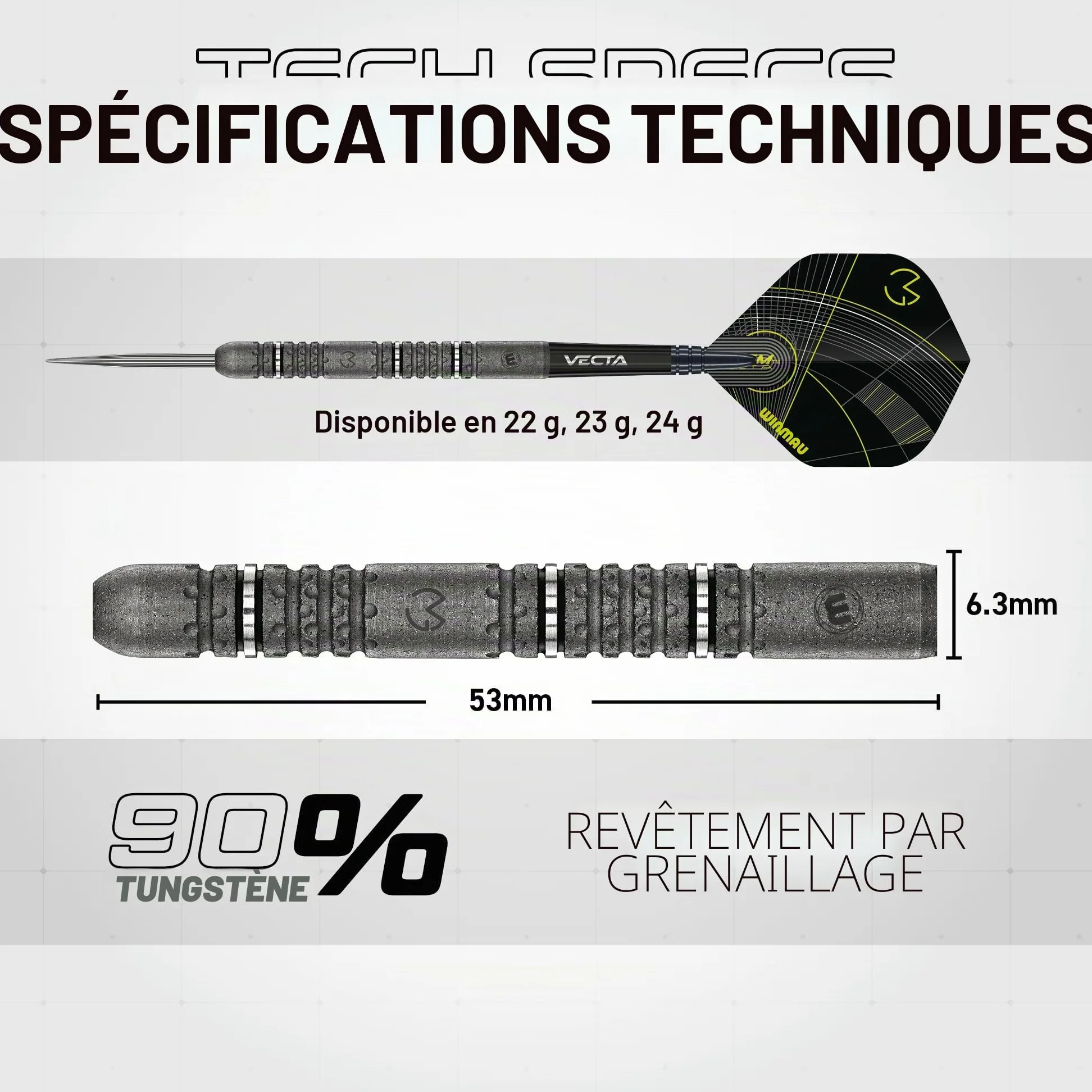 WINMAU Michael Van Gerwen MvG Signature Edition – 90 % tungstène – Kit de fléchettes professionnel avec ailettes et tiges – Disponible en pointe souple 18 g et pointe en acier 22 g, 23 g et 24 g