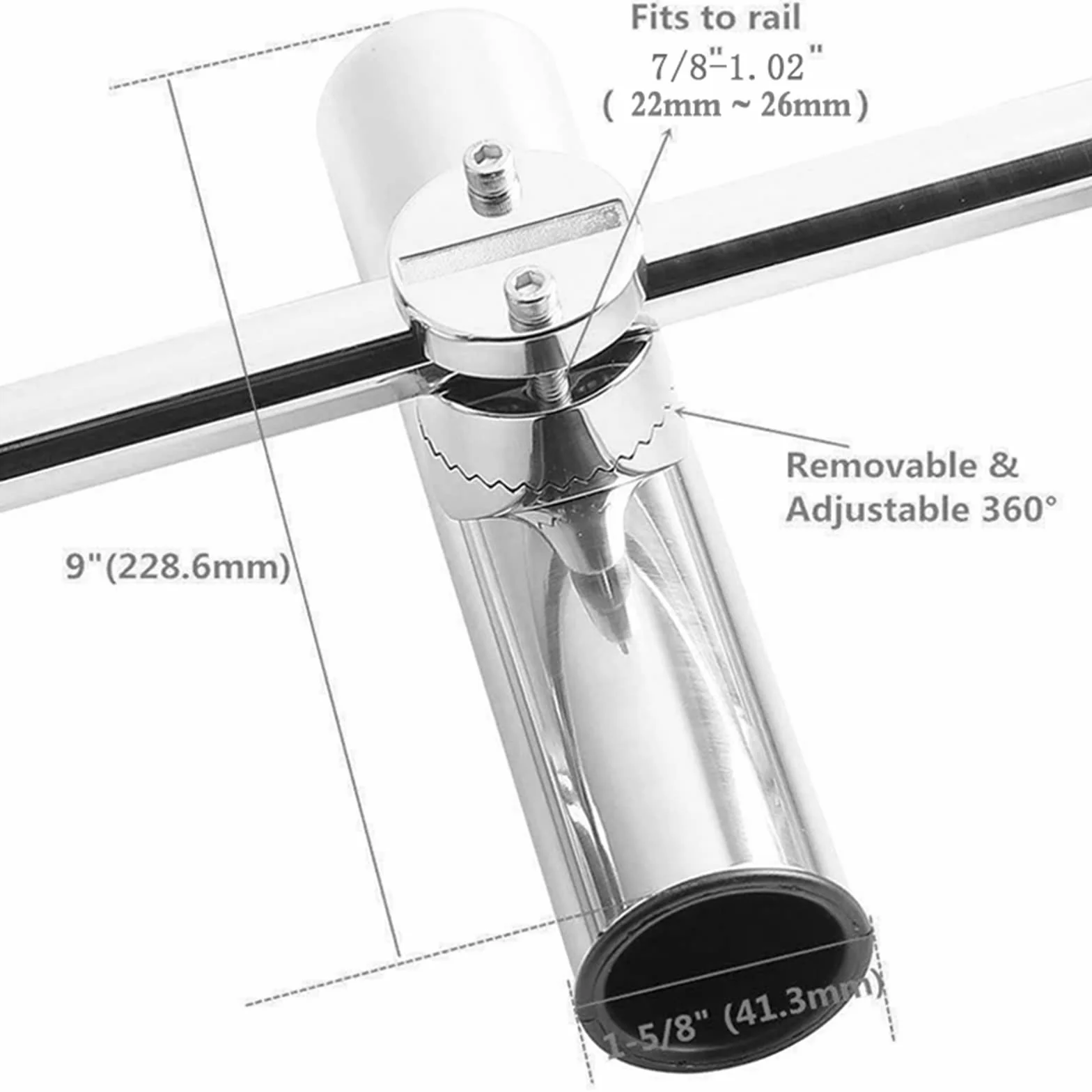 KAOLALI Porte Canne INOX Support Canne à Pêche Bateaux Yachts Rails 22-26 mm
