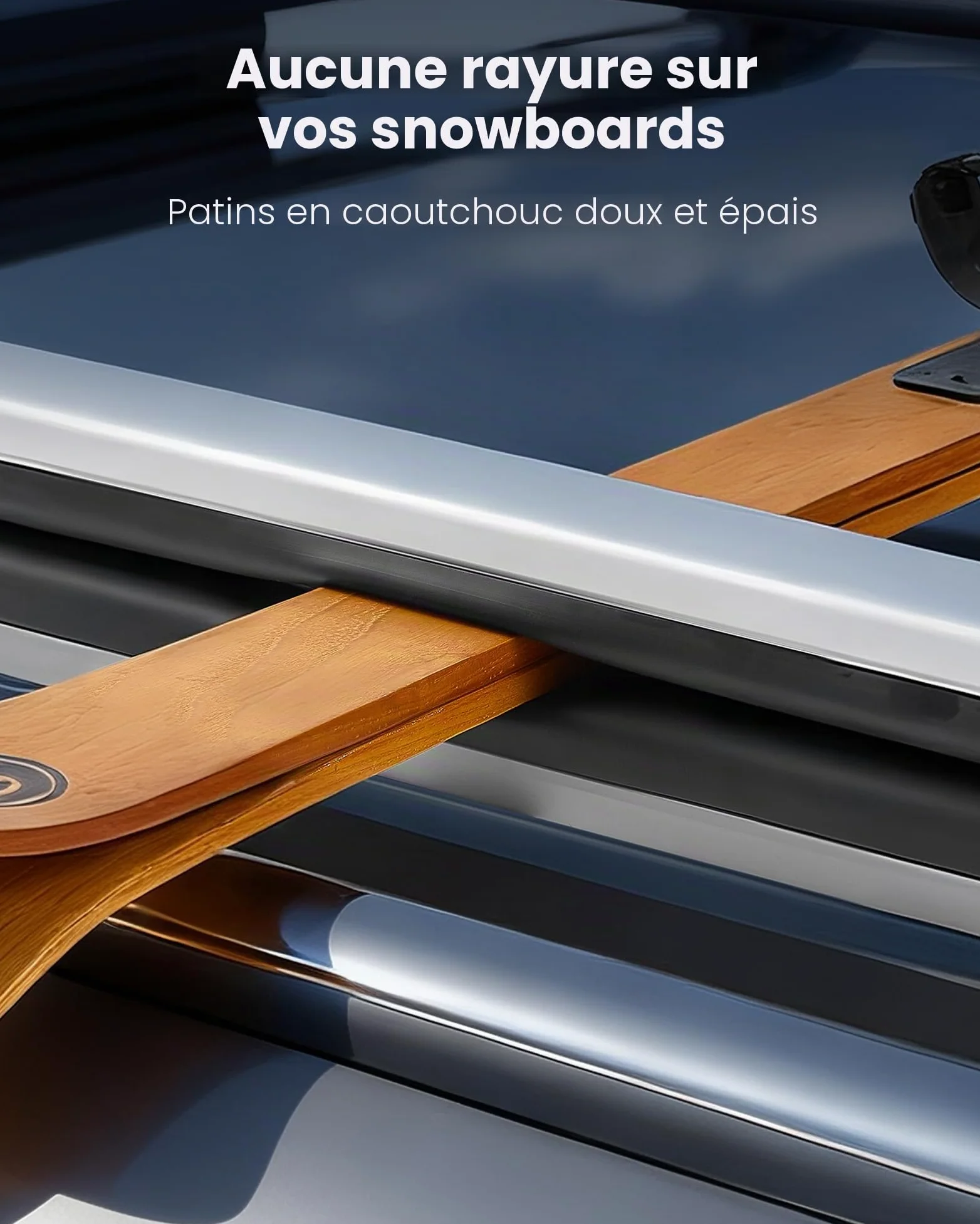VEVOR Porte-skis sur barre de toit 465 mm, support pour planche à neige universel en aluminium avec verrou, capacité 4 paires de skis ou 2 planches, compatible avec la plupart des barres transversales