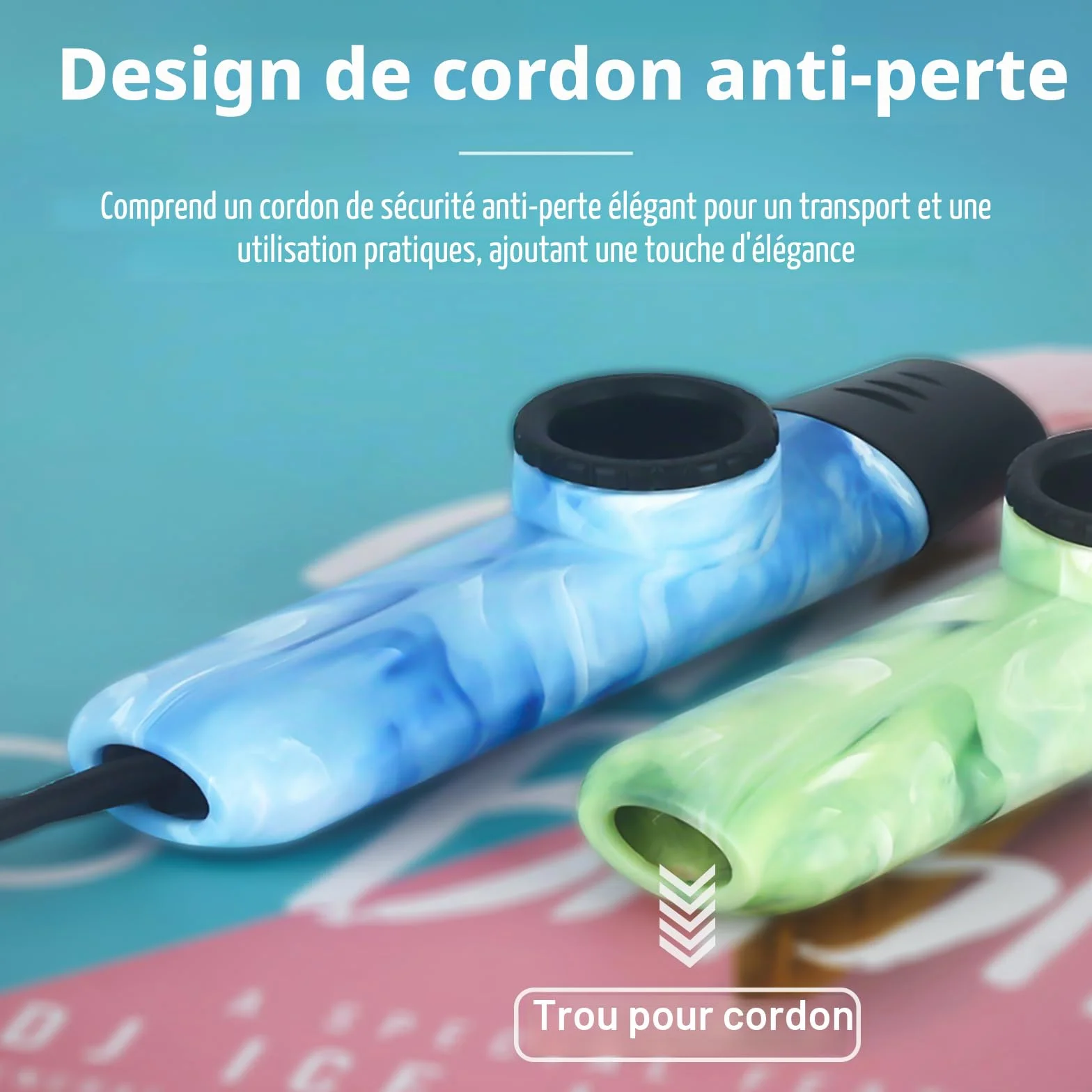Kazoo Professionnel en Résine ABS avec Cinq Membranes, Ton Ajustable, Style Jade
