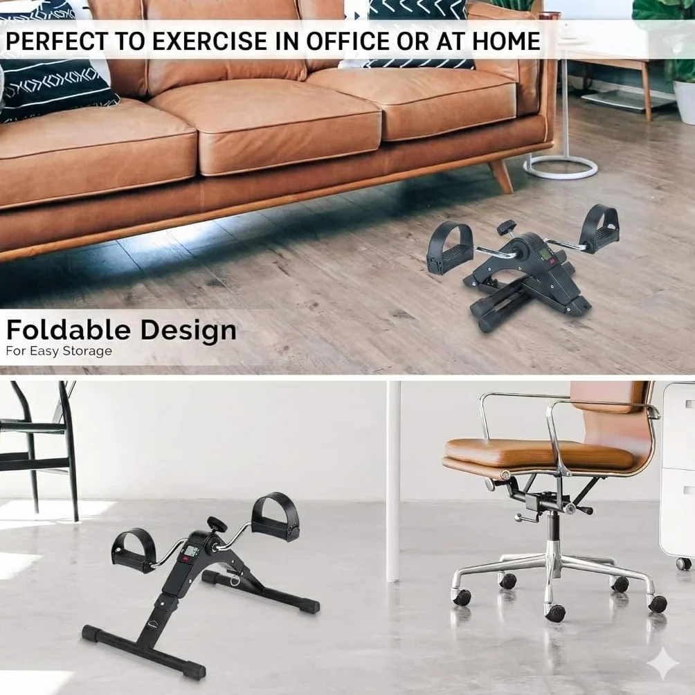 Mini Vélo Statique Pliable, Pédaleur pour Exercice à Domicile
