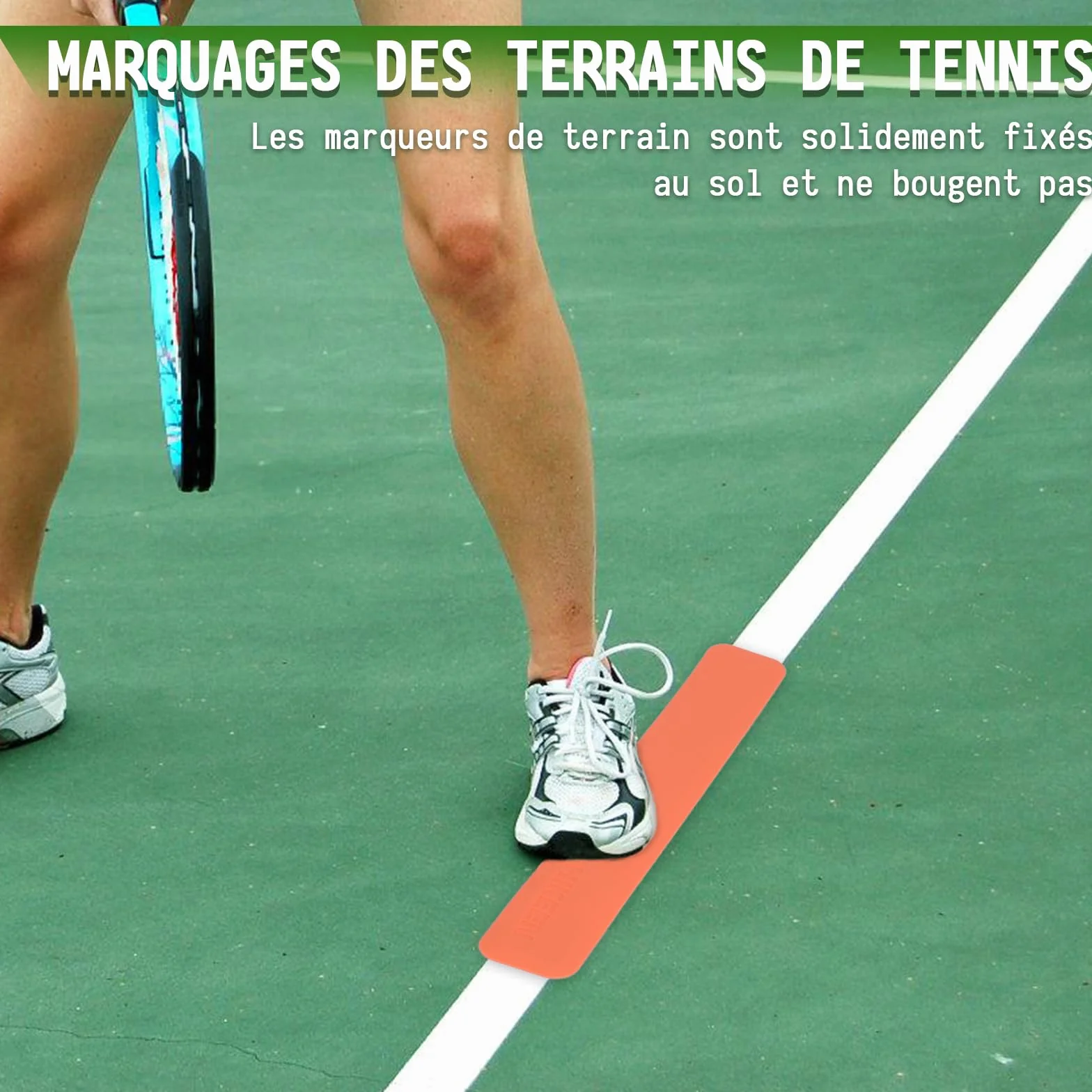 BOOSTEADY Kit Marqueurs Terrain Pickleball, Lot de 28 Marqueurs Lignes Résistants au Vent