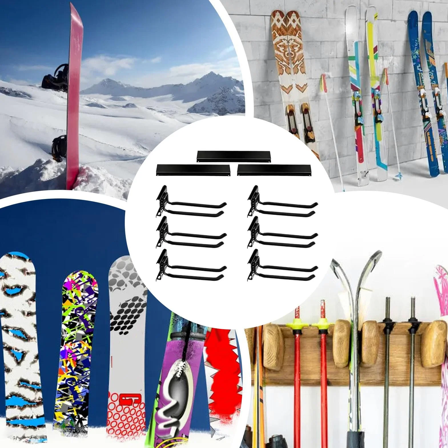 Porte-Ski Murale Garage - Support Antidérapant Pour Skateboard | Et Équipement,Rack Ski Snowboard pour Intérieur Extérieur Cave - Pour Accessoires Sportifs Intérieur Extérieur Abri Jardin