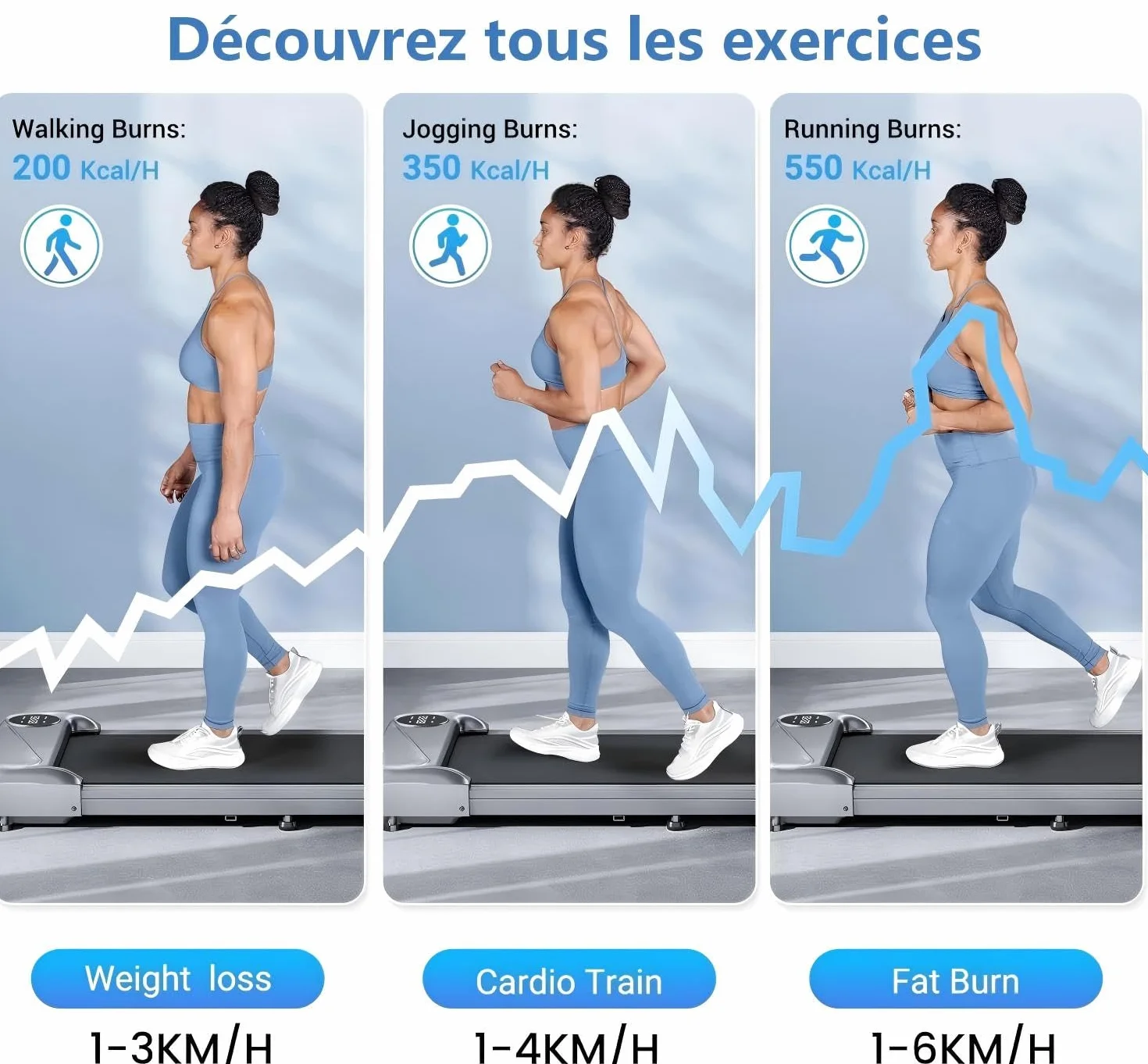 Tapis de Course Portable Walking Pad Électrique 2.5 HP 6km/h avec Télécommande Écran LCD 120 KG