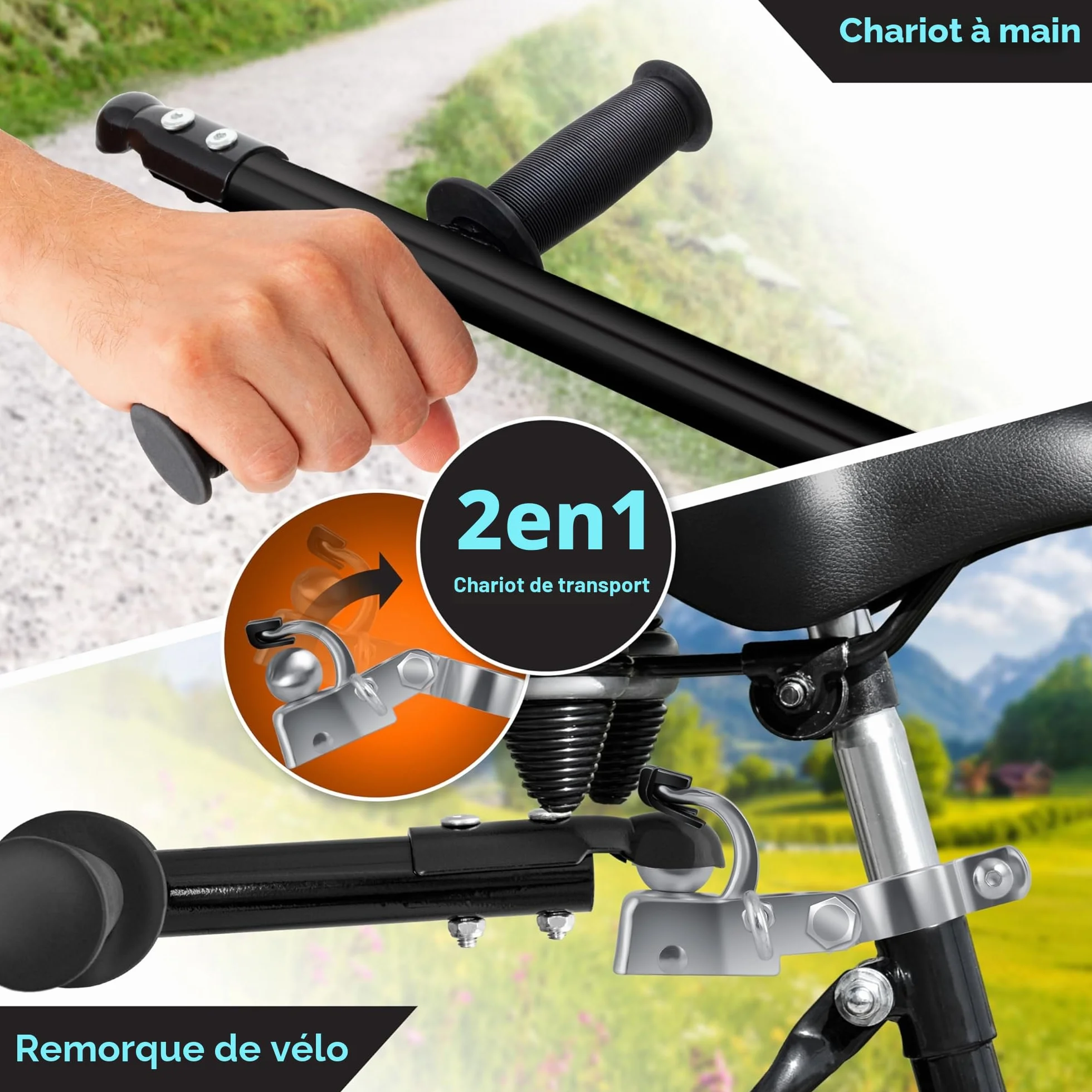 KESSER® Remorque Vélo Chariot Transport 70L 60kg
