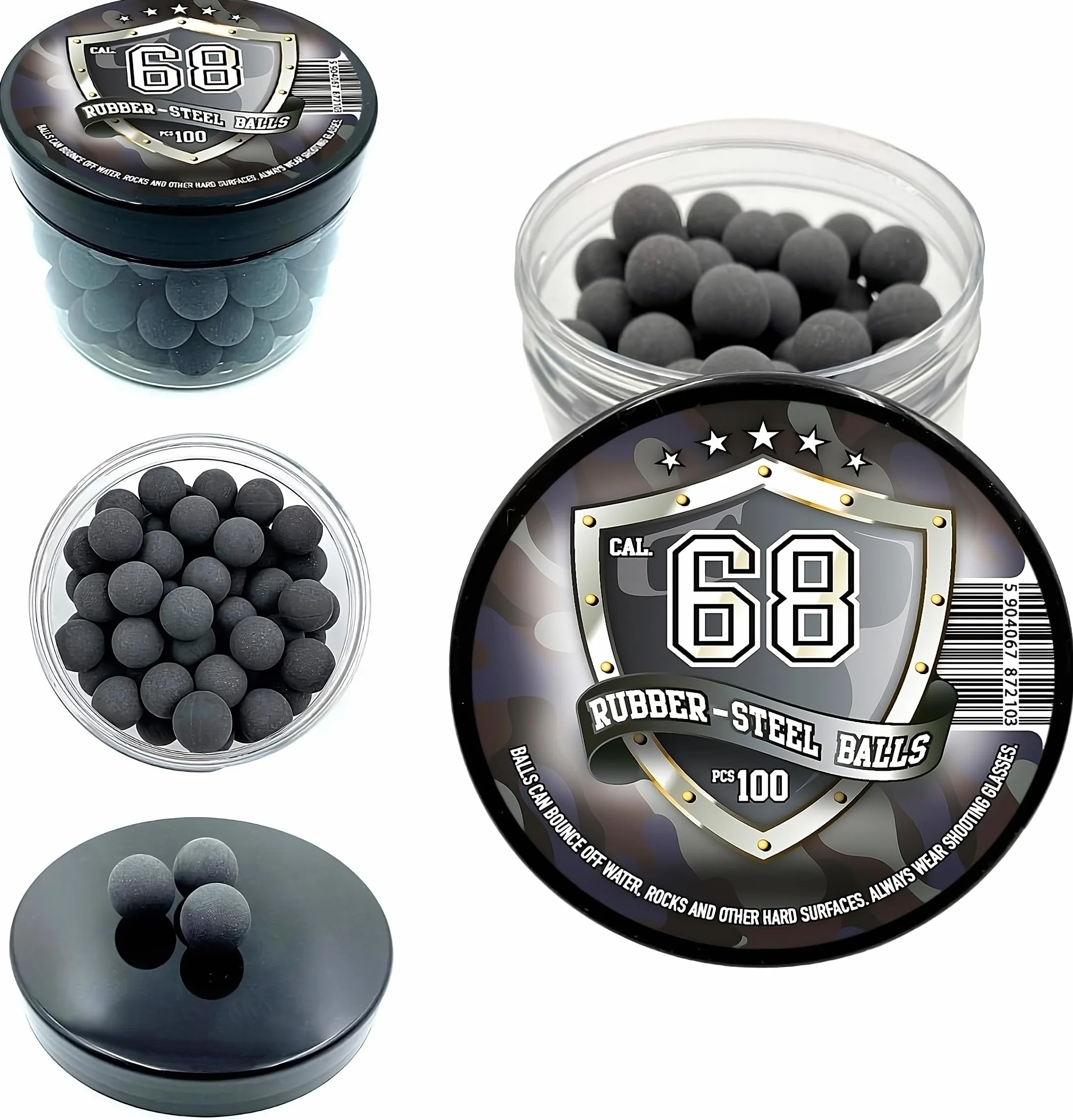 .68 Cal Rubber Steel Balls for Self Defense Pistols