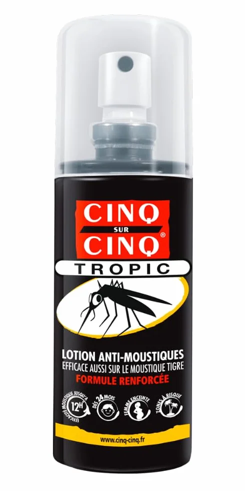 Kit Haute Protection Contre Les Moustiques Cinq sur Cinq Lot de 2 Spray Tropic 75 ML + Spray Vêtement 100 ML