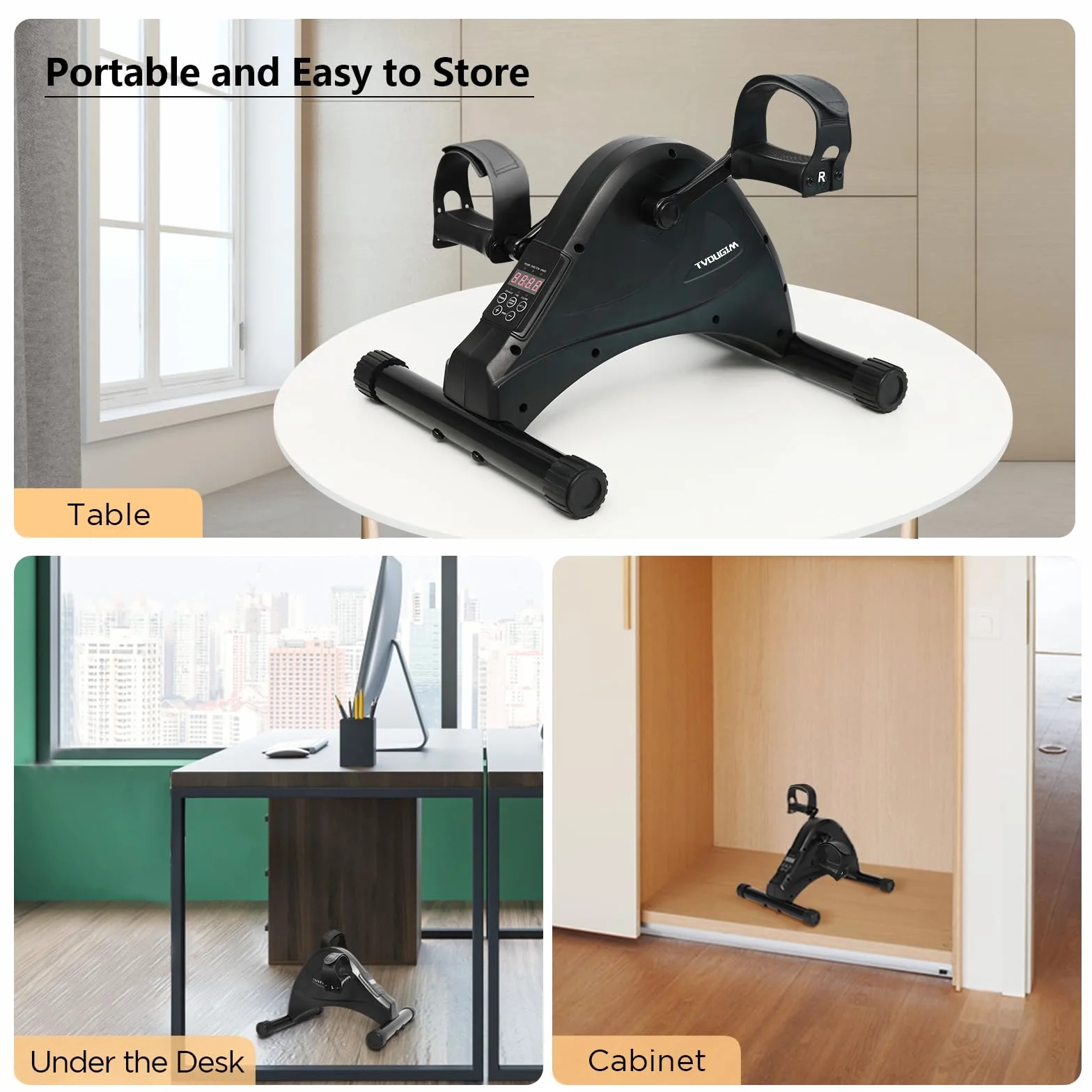 Mini Vélo d'appartement Électrique 6 Niveaux de Vitesse pour Jambes et Bras de Réadaptation