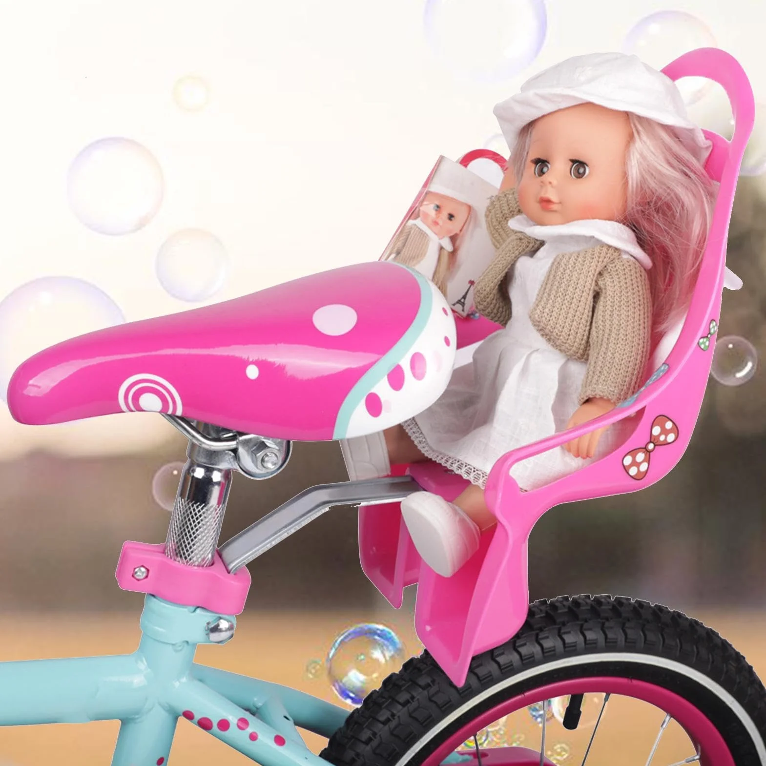 Siège de vélo pour filles porte poupées avec autocollants DIY, accessoires vélo enfants