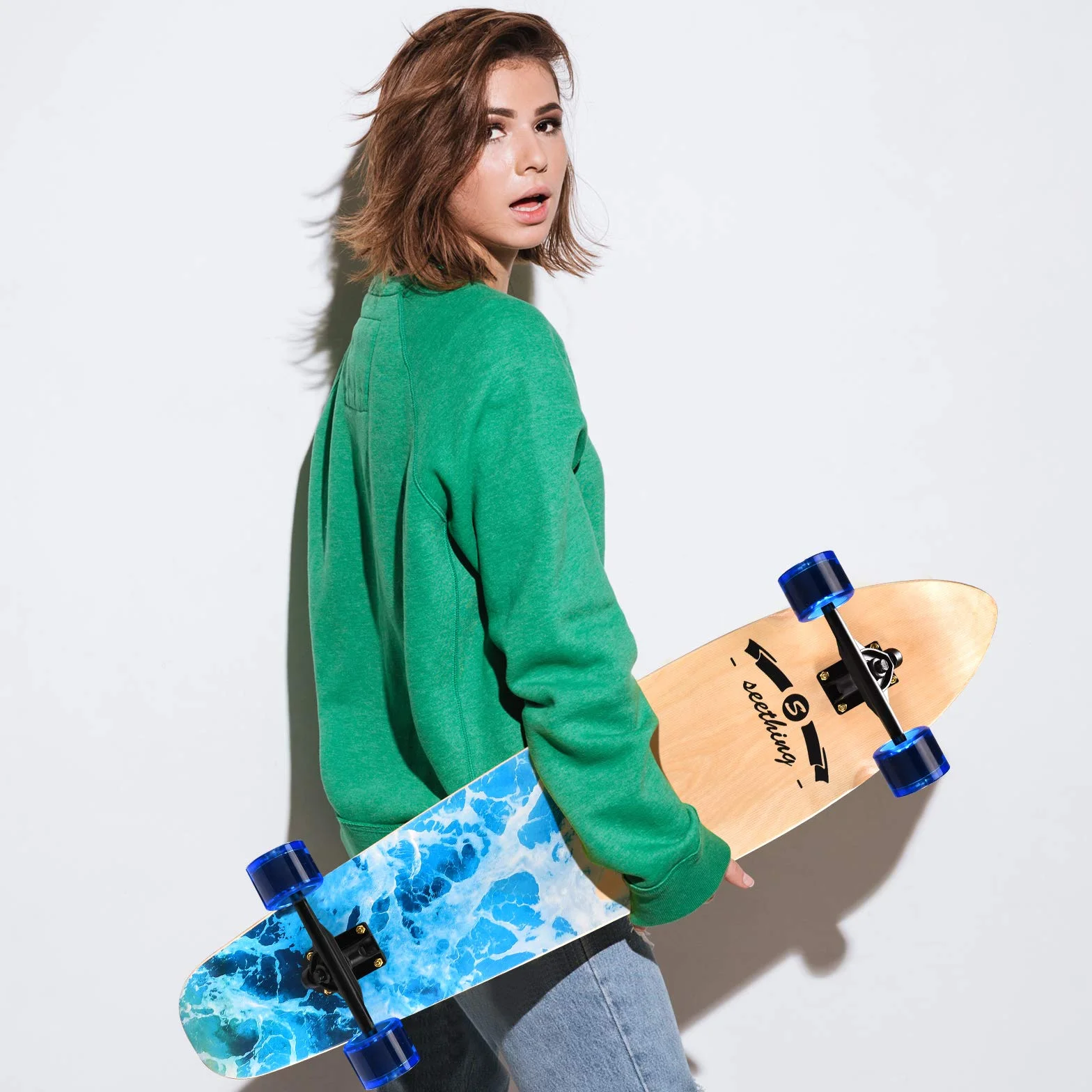 Longboard Skateboard Complet 106,7 cm Érable Croisière Free-Style Descente