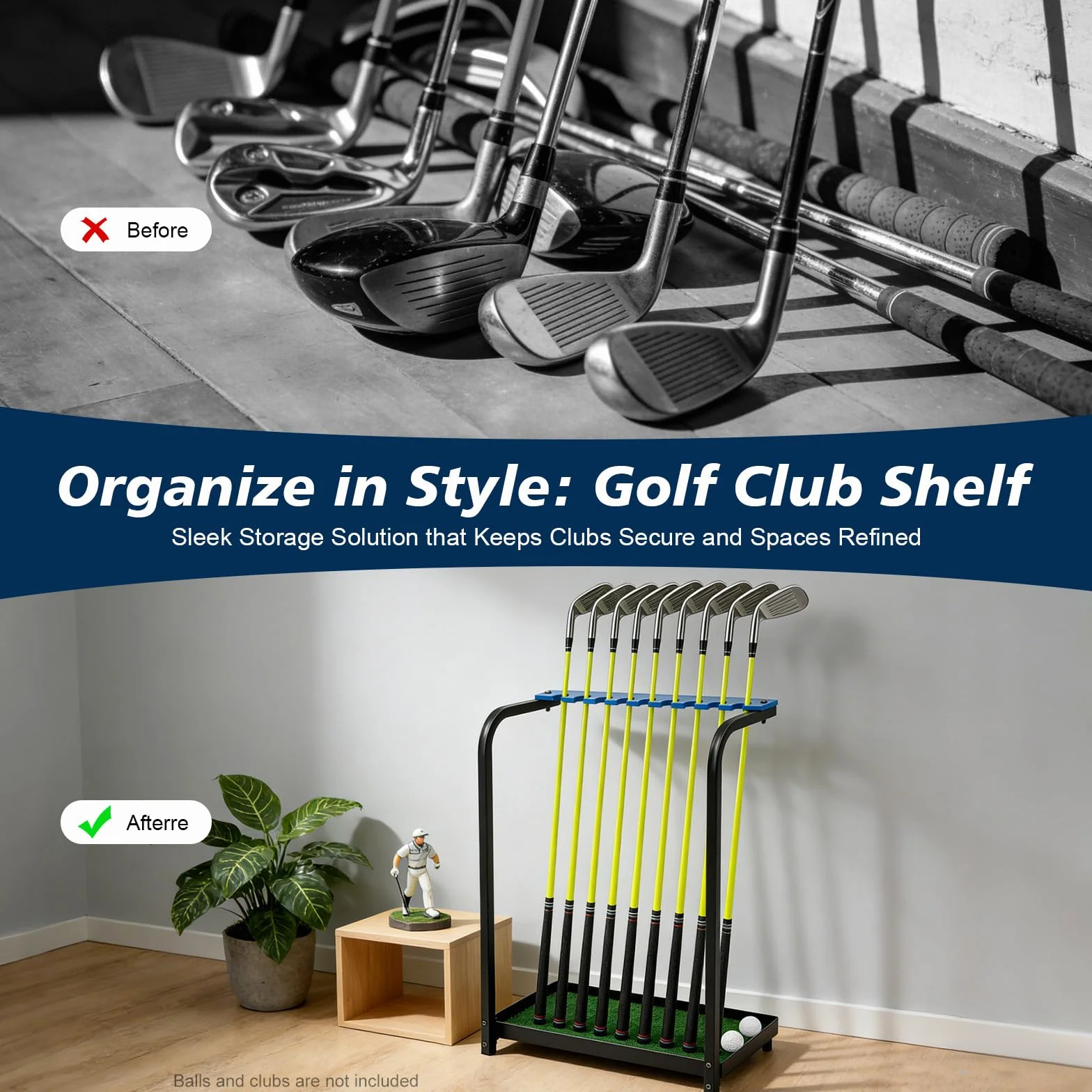 Support de putter de golf en métal robuste pour 9 clubs