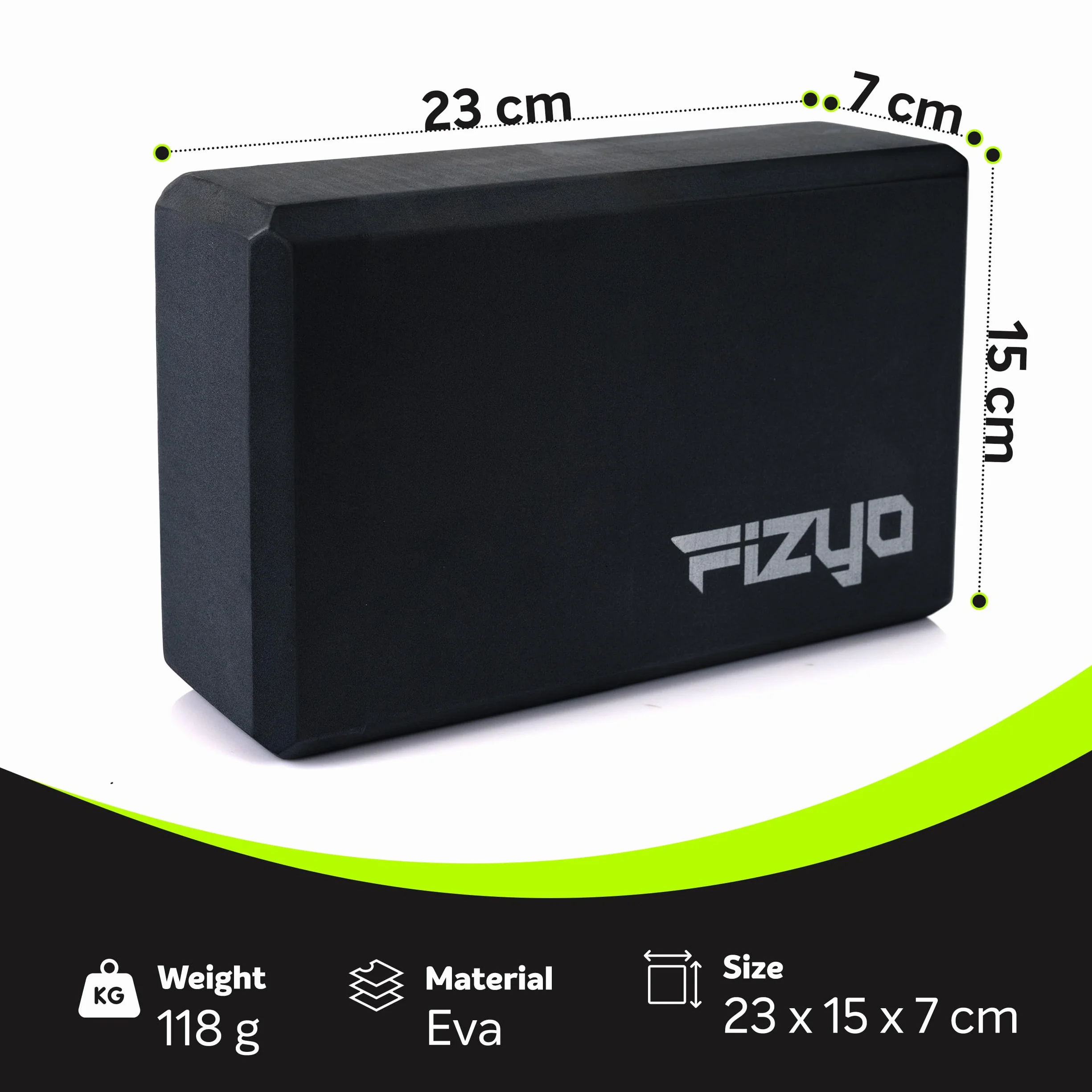 Bloc de yoga antidérapant en mousse EVA pour fitness Pilates 23x7x15 cm