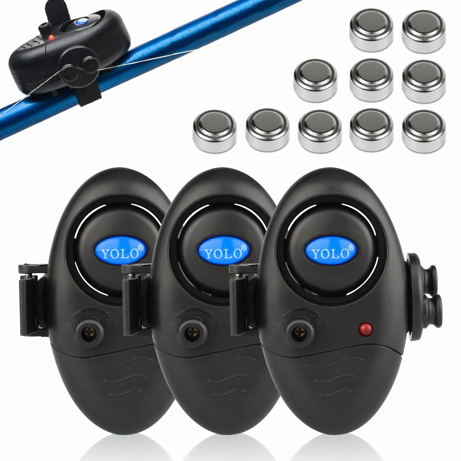 Alarme de Touche de la Canne à Pêche Détecteur Electronique Sensible Sondeur Son d'Alarme Réglable avec Indicateur LED pour Pêche Nuit Maritime Nocturne Pêcheur Amateurs Débutants
