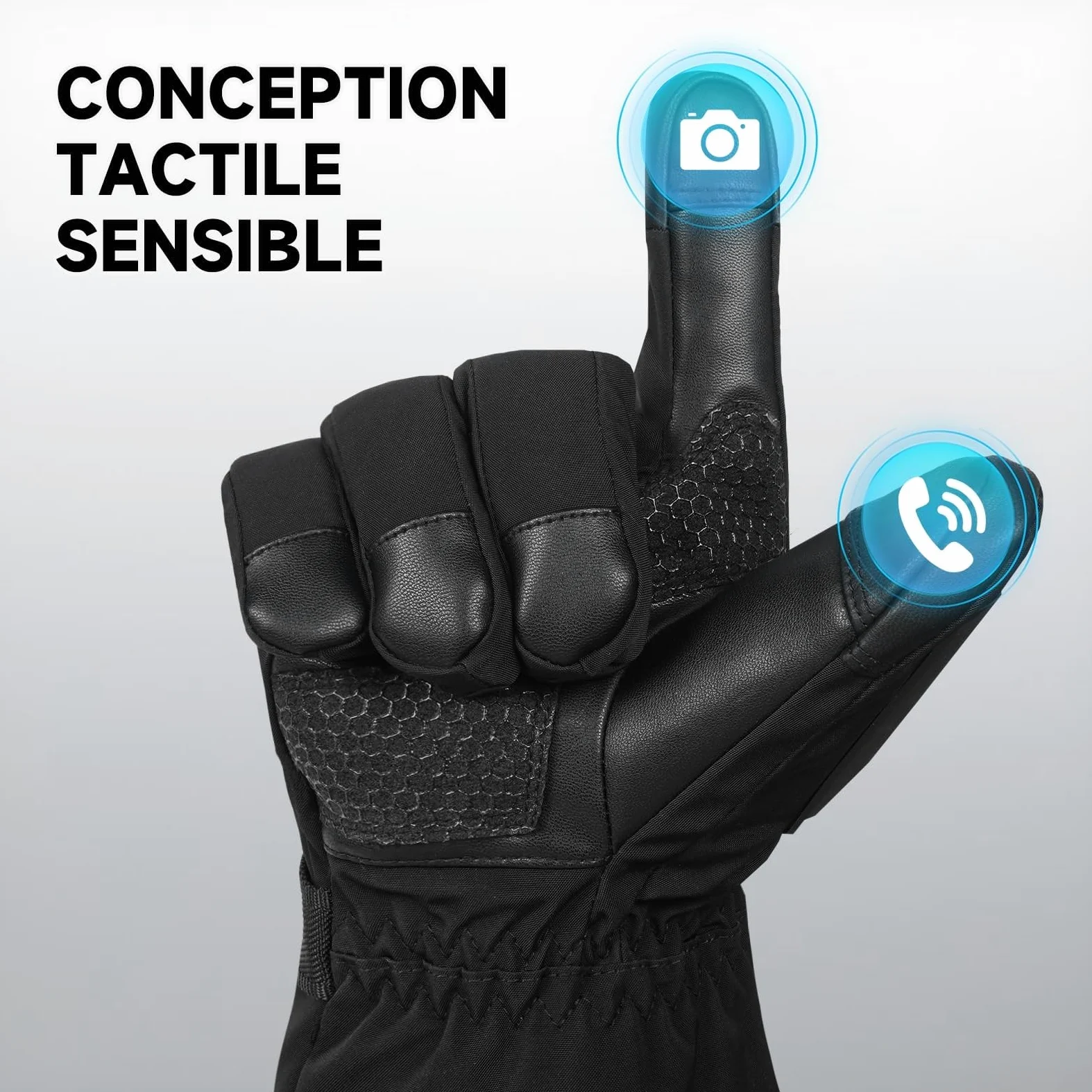 Gants Chauffants, 5V 6000mAh Électrique Rechargeable Gant Chauffant pour Homme Femme, 3 Niveaux De Chauffage Gants d'hiver Imperméables Écran Tactile pour Sports - Moto, Vélo