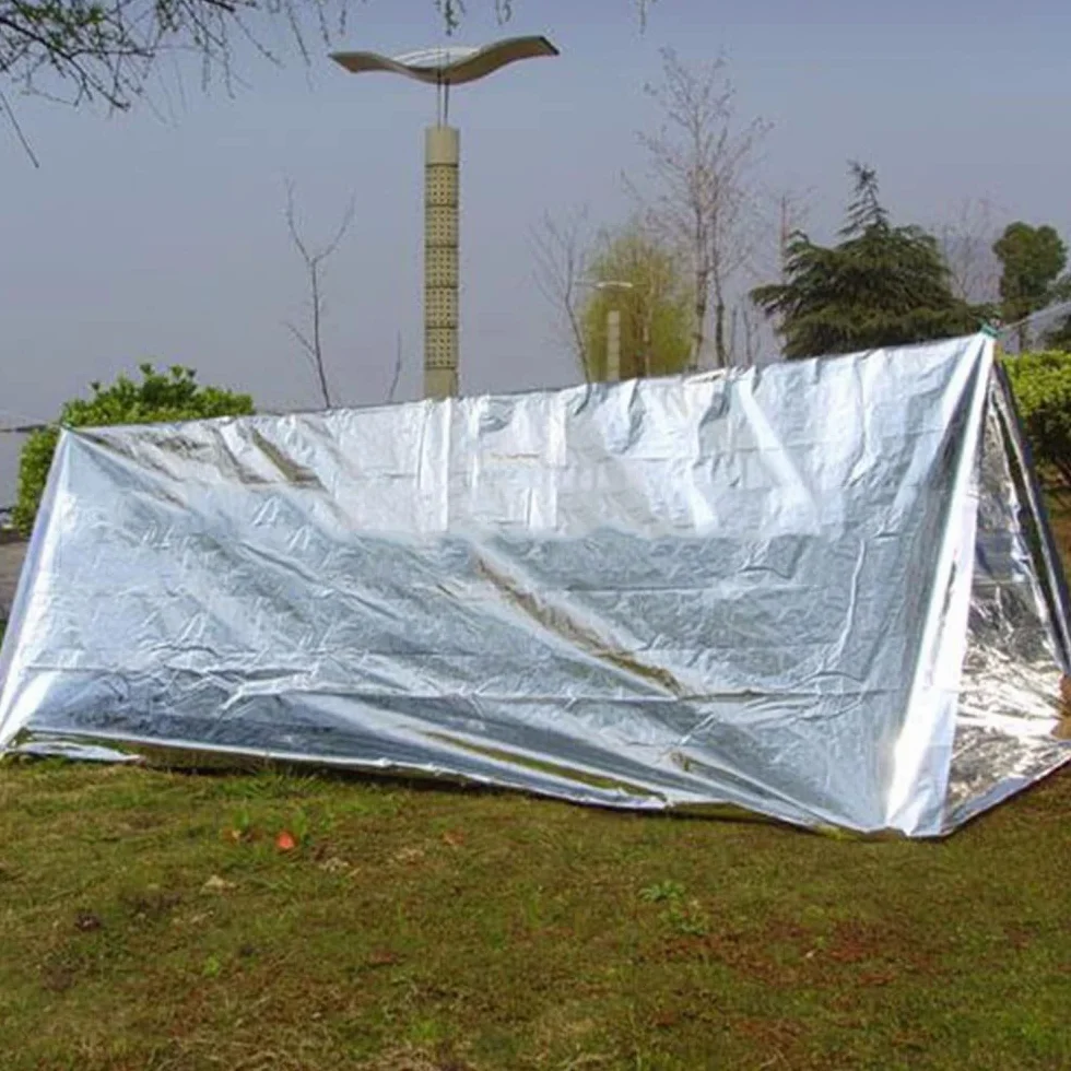Couverture de survie d'urgence, sac de couchage, sac de couchage réfléchissant la chaleur, étanche PET pour la survie, le camping, la randonnée, le marathon, les premiers secours (5 pièces)