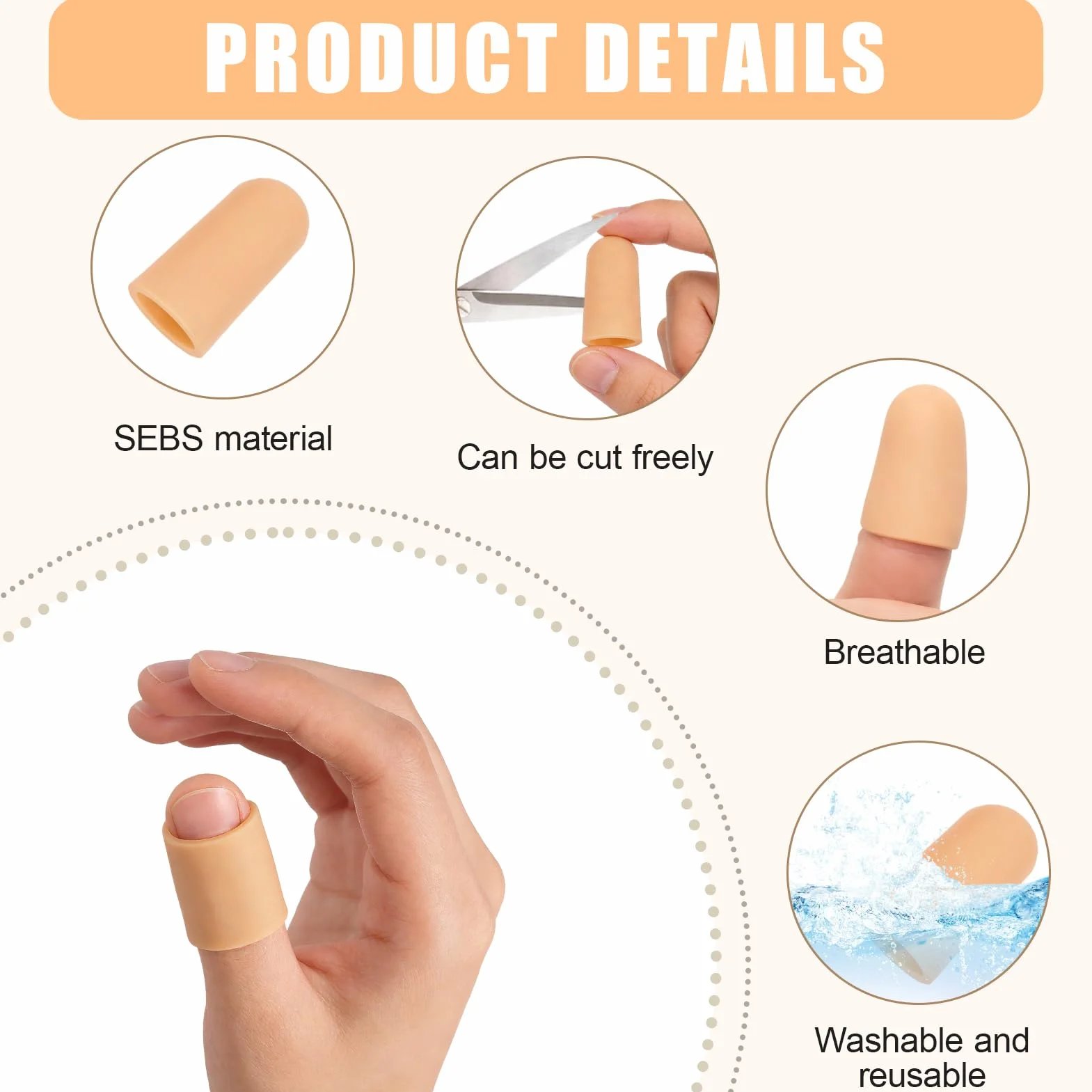 Protège-doigt en silicone étanche pour doigt fissuré, eczéma, arthrite - Kaki